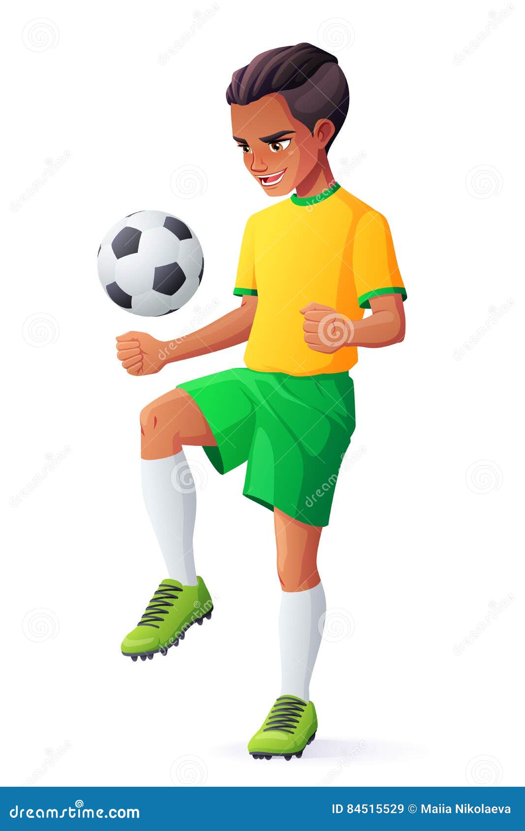 Vector Young Football Or Soccer Player Boy Juggling With ...