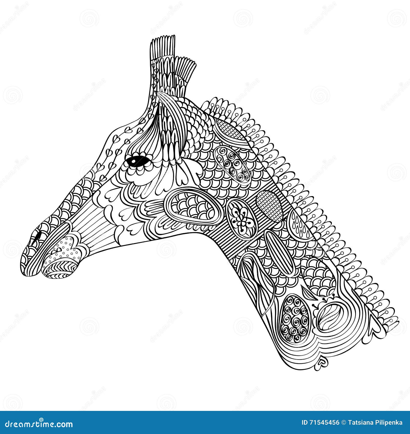 Vector zentangle giraffe stock vector. Illustration of ...