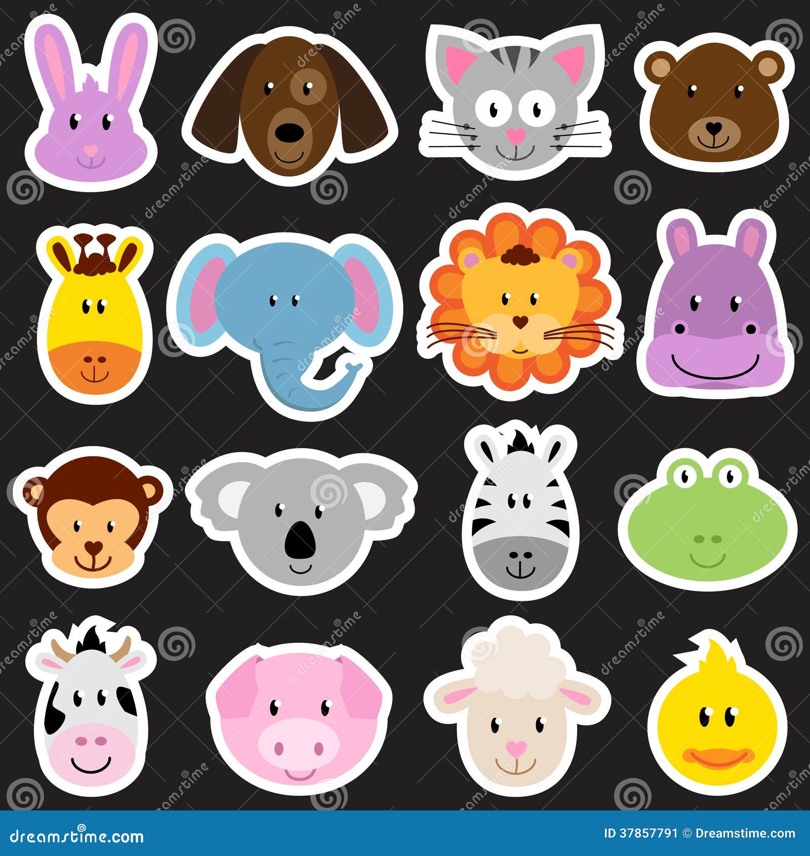 Vector Zoo Animal Sticker Collection Stock Illustration Illustration
