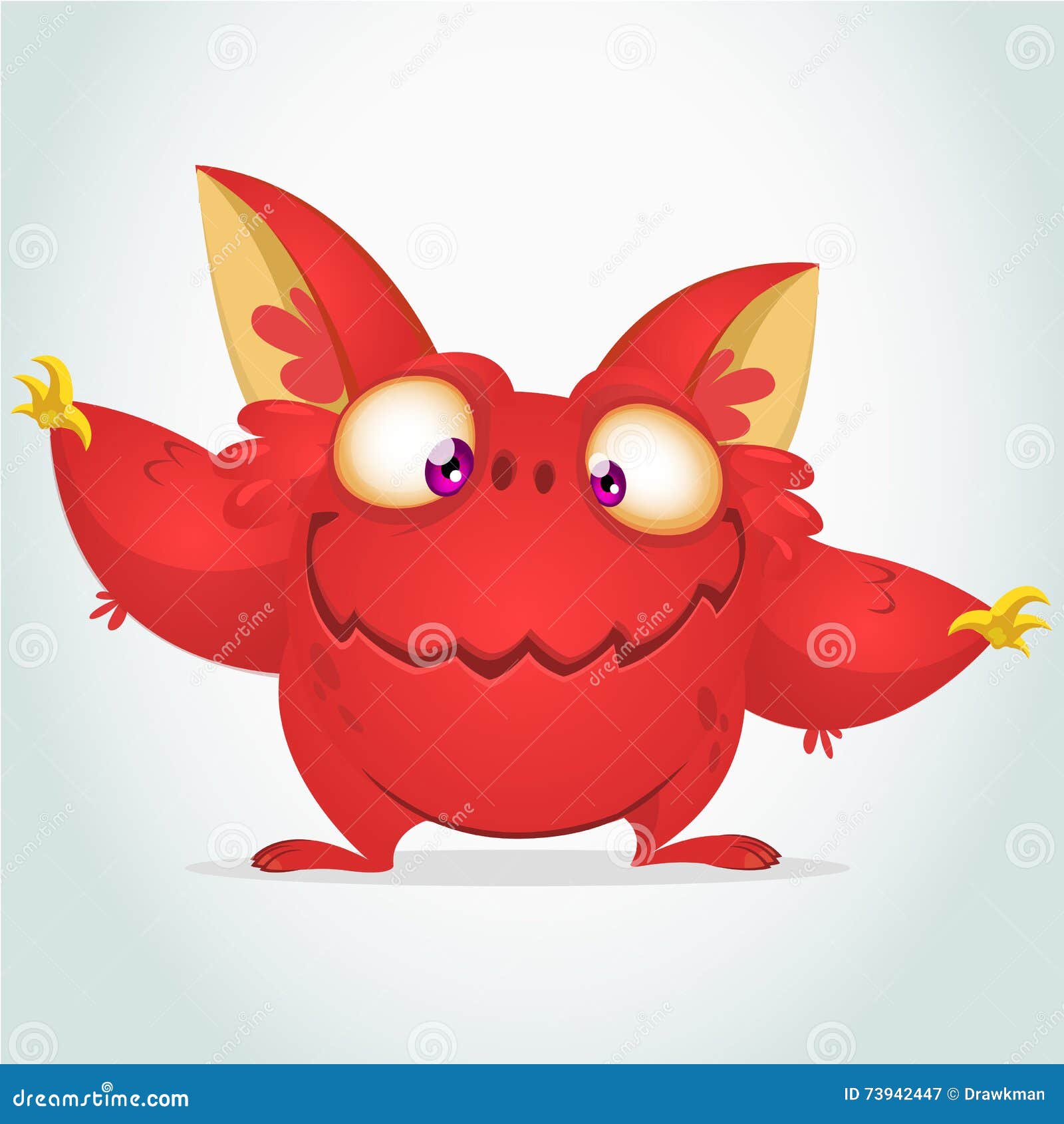 Sentimenteel Welvarend Bangladesh Vectorbeeldverhaal Rood Monster Met Afluisteraar Het Pluizige Rode Monster  Die Van Halloween Zijn Handen Golven Vector Illustratie - Illustration of  gelukkig, tekening: 73942447