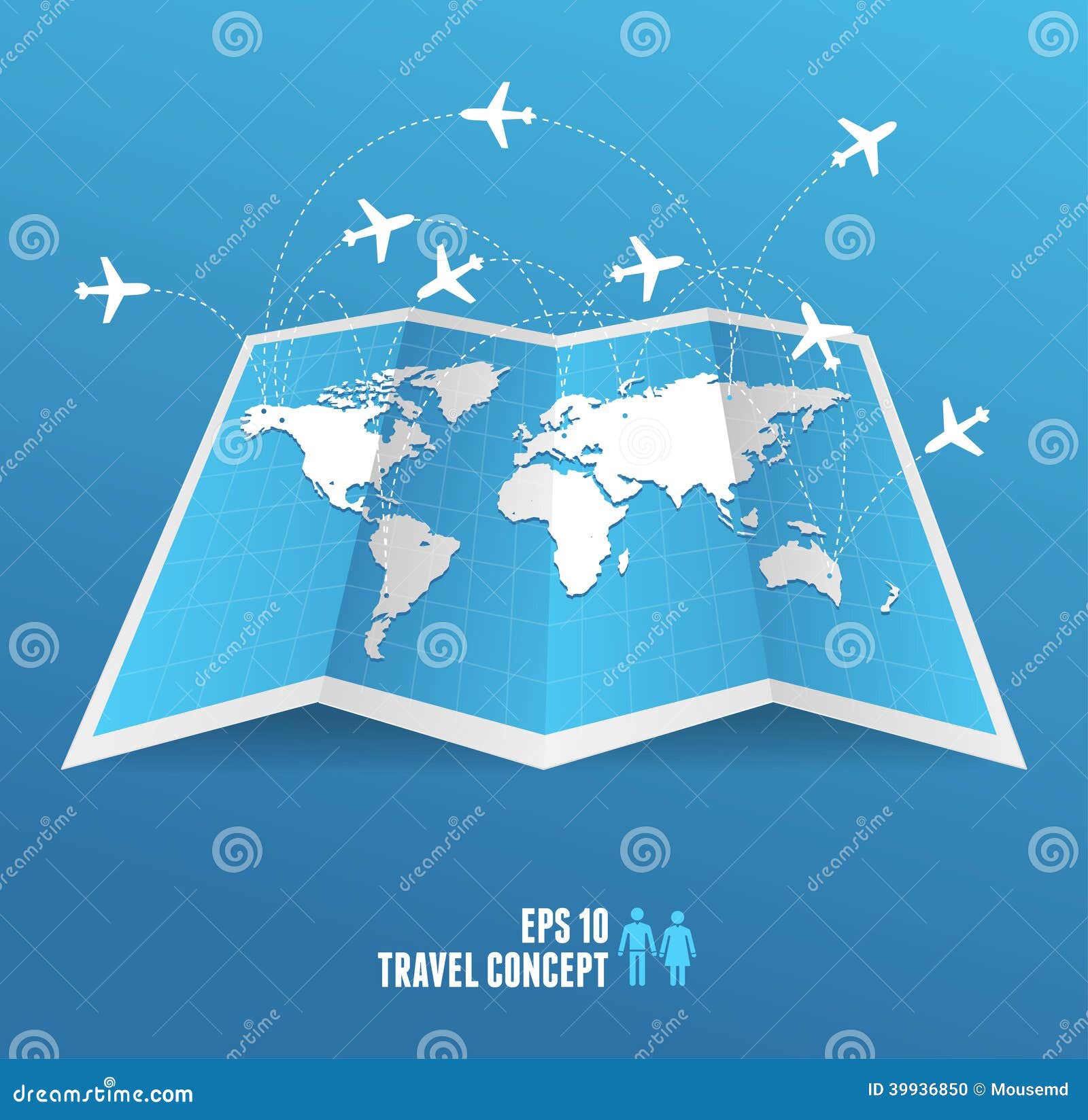 Vectorblue Map Icon and Airplane. Stock Vector - Illustration of place ...