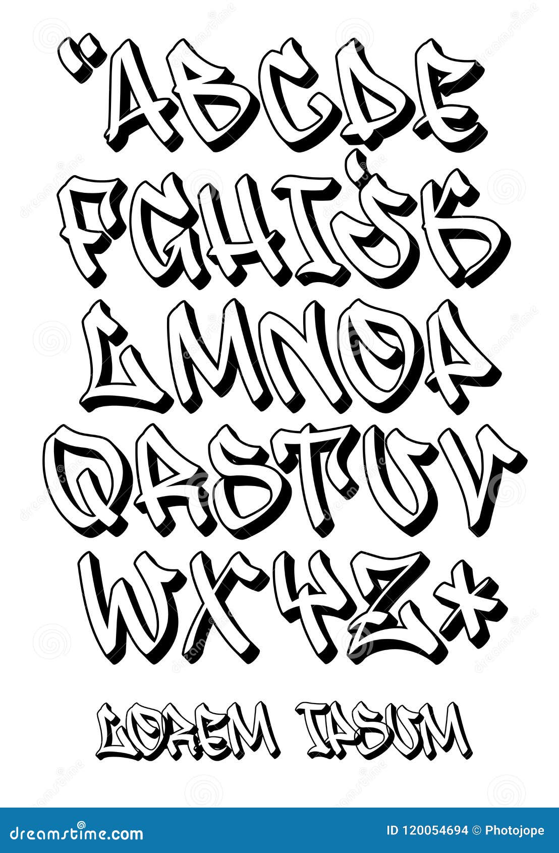 Graffiti Font 3D- Hand Written - Vector Alphabet Stock Vector ...