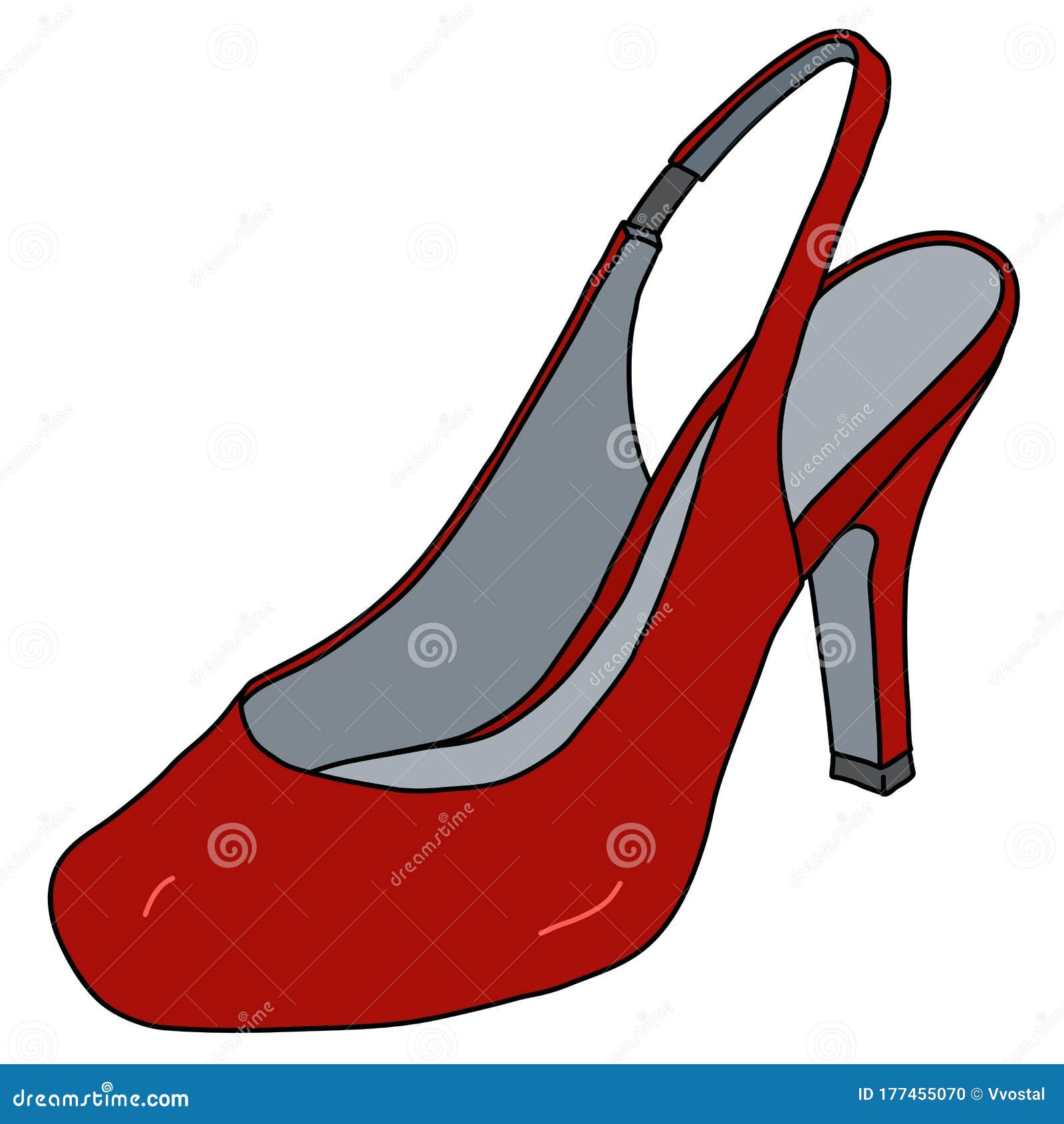 The red shoe on high heel stock vector. Illustration of girl - 177455070