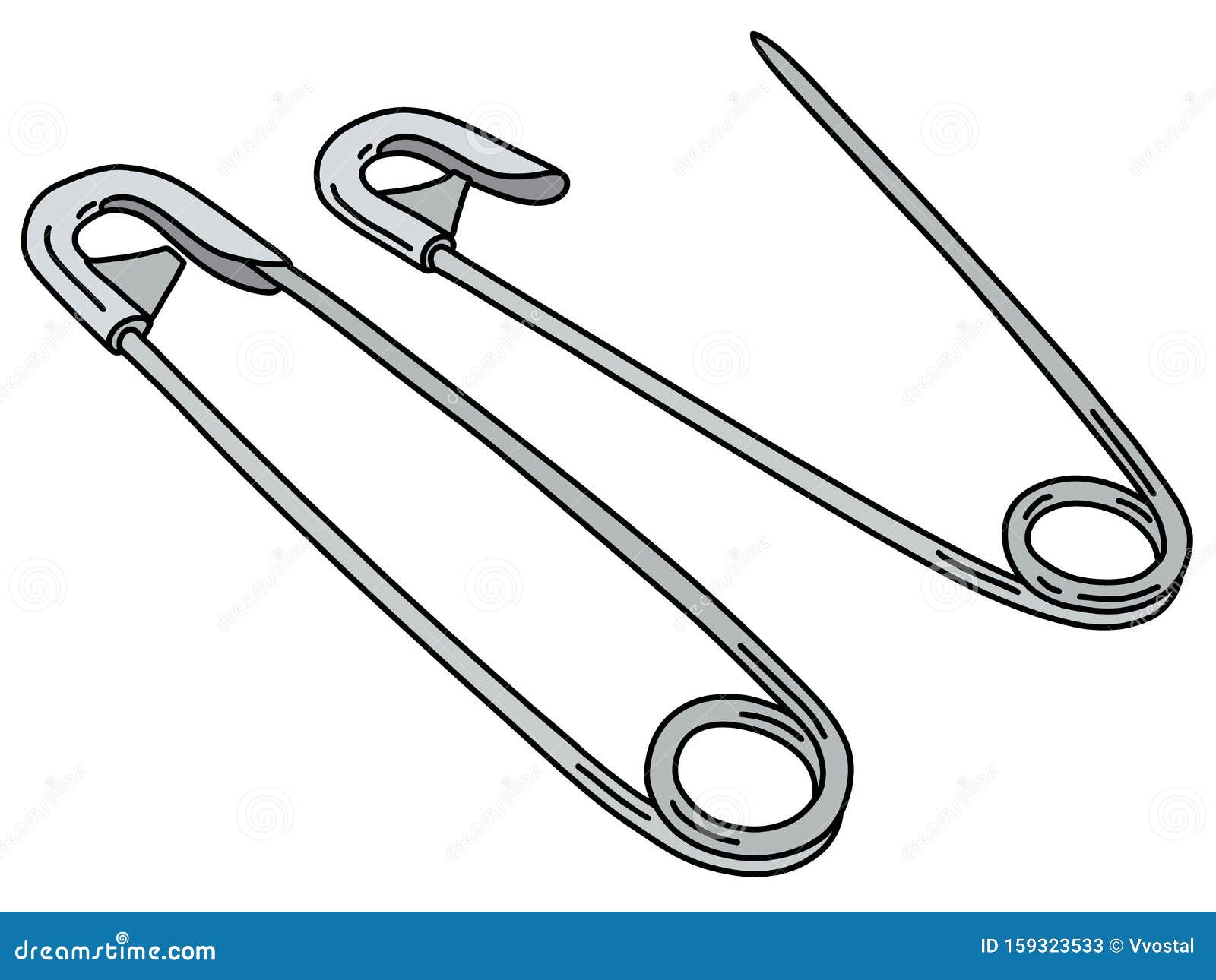 Two Classic Steel Safety Pins Stock Vector - Illustration of cartoonpin,  push: 159323533