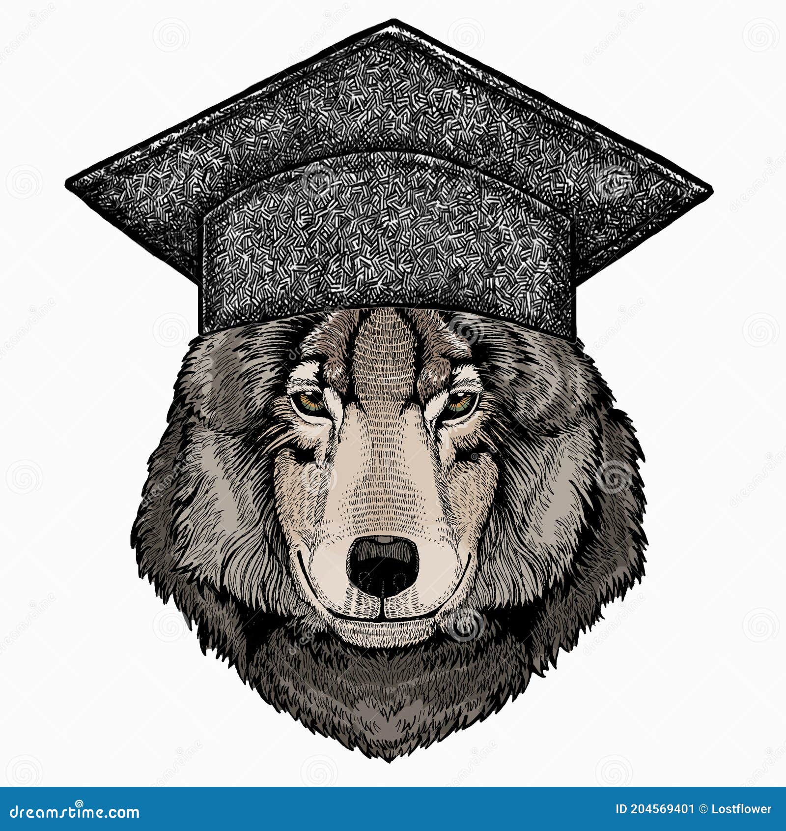 Vectorportret Van Wolf Vierkant Academisch Dop Dop Dop Dop Coole