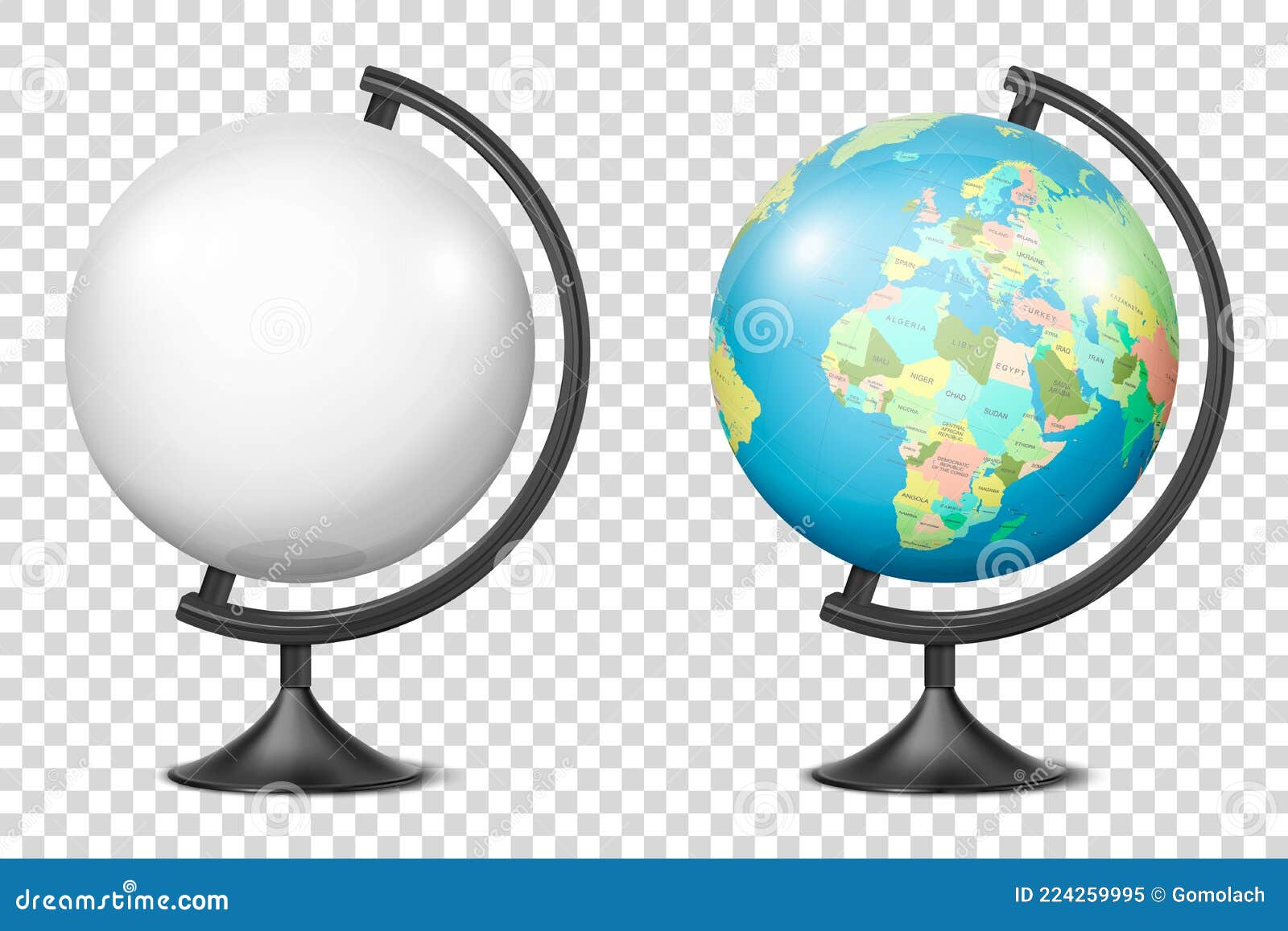 Vectorrealistische 3d-wereldbol Van Planeet Aarde Met Kaart Van Wereld En Blanco-pictogramsluiting Geïsoleerd. Ontwerpsjabloon Vector Illustratie - of 224259995