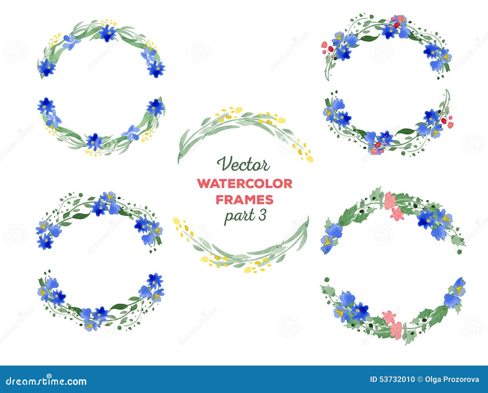 Download Vectorwaterverfkronen En Afzonderlijke Bloemen Vector ...