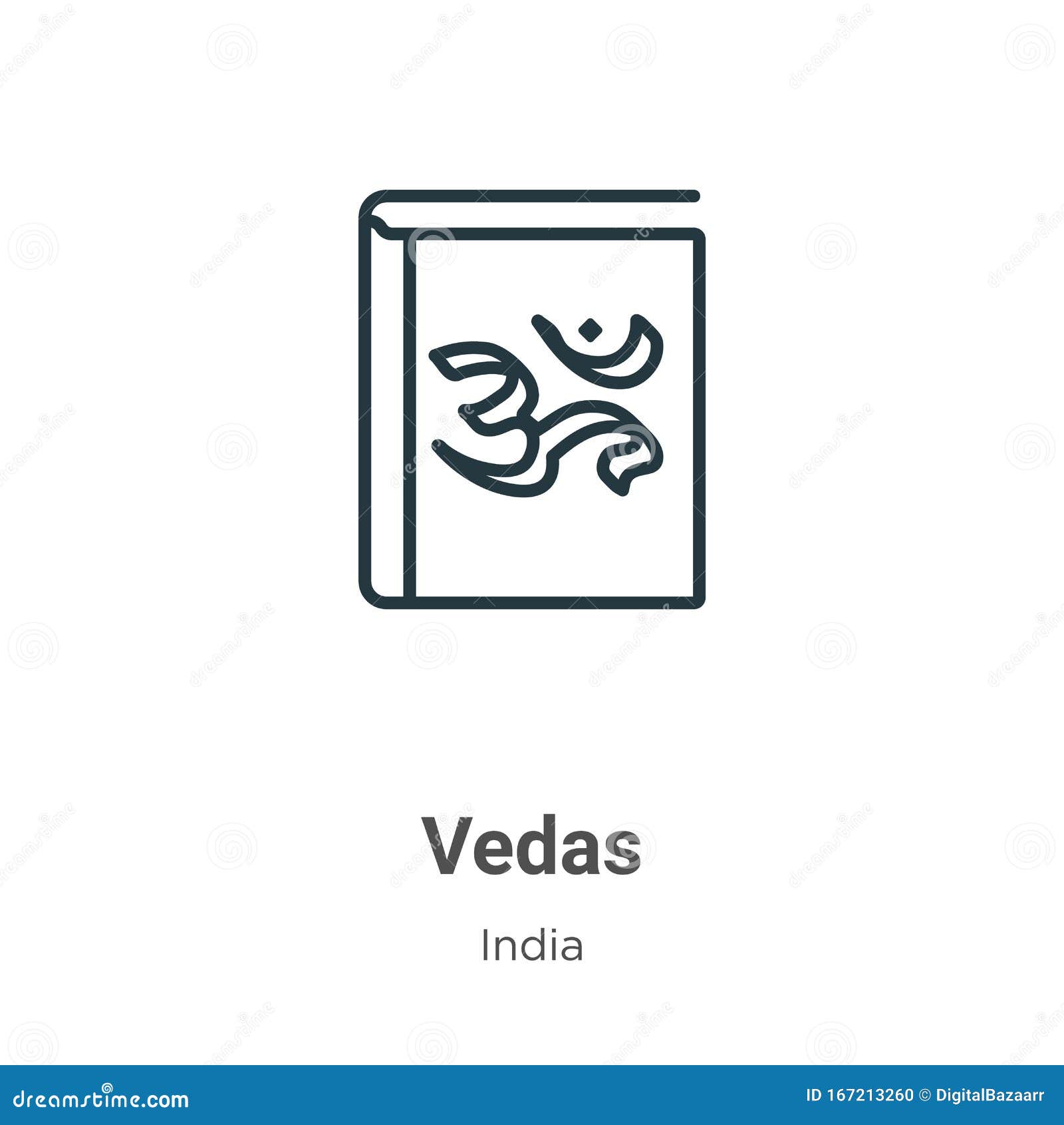 vedas outline  icon. thin line black vedas icon, flat  simple   from editable india concept
