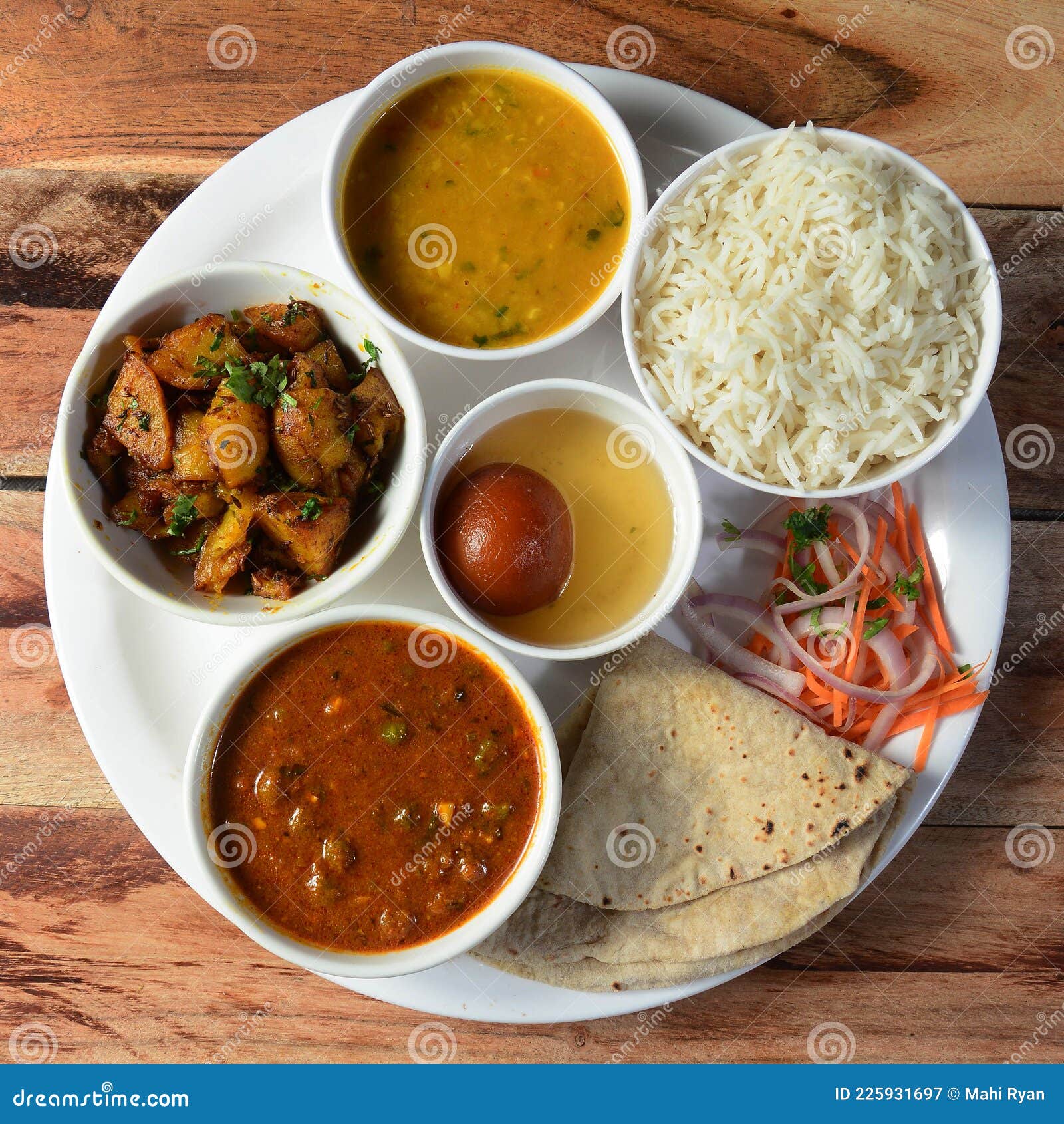 Veg Thali From An Indian Cuisine, Food Platter Consists Variety Of