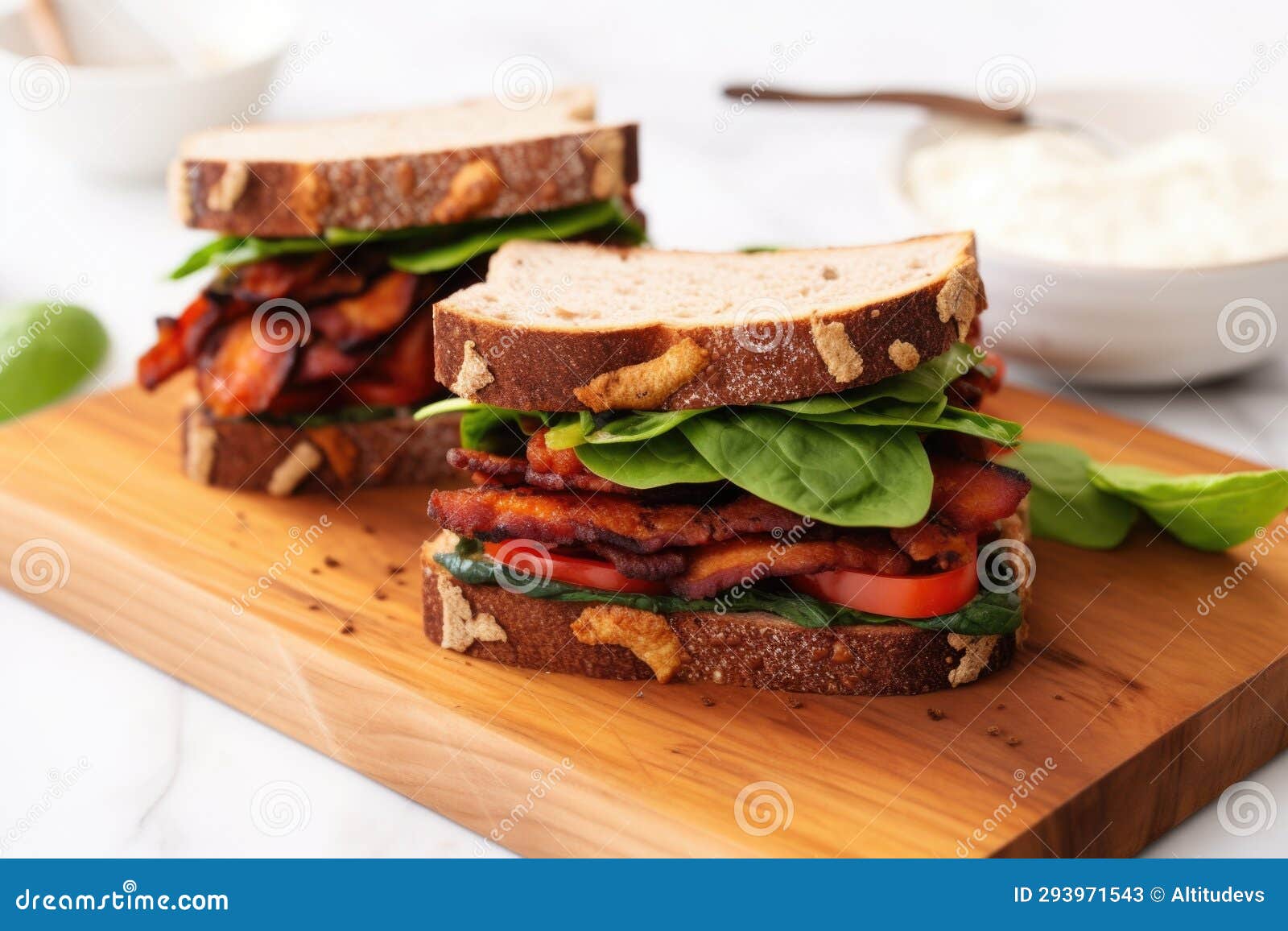 Vegan Blt Sandwich with Tempeh Bacon Stock Image Image of tempeh, meatless 293971543