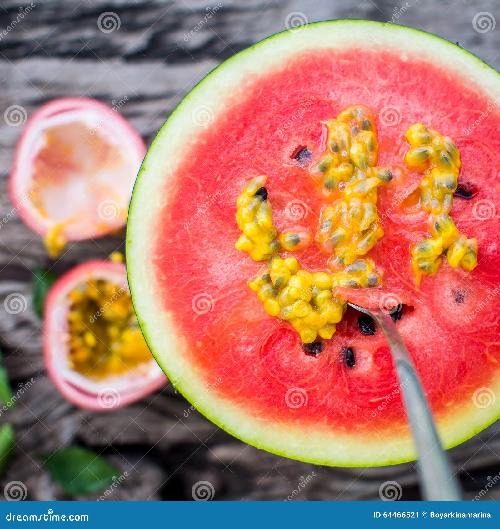 Vegan Breakfast. Watermelon with Passion Fruit Stock Image Image of passion, freshness 64466521