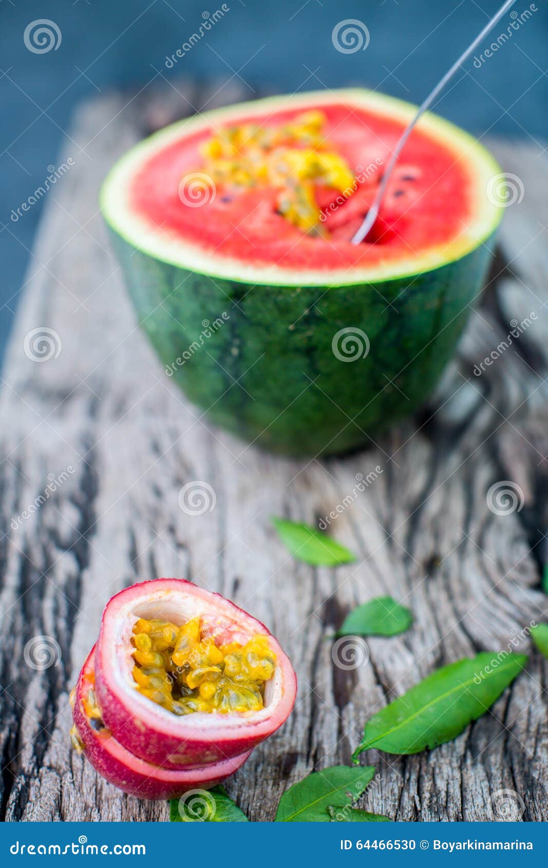 Vegan Breakfast. Watermelon with Passion Fruit Stock Photo Image of food, health 64466530