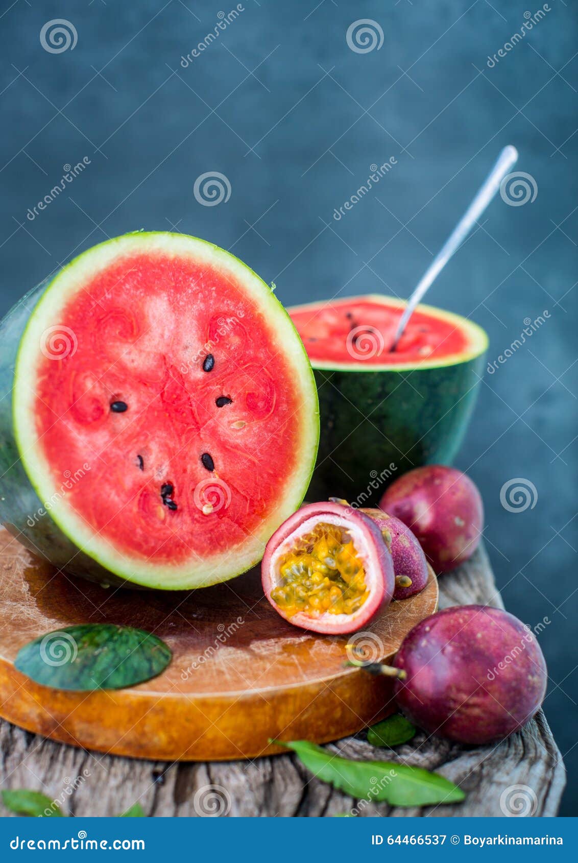 Vegan Breakfast. Watermelon with Passion Fruit Stock Image Image of