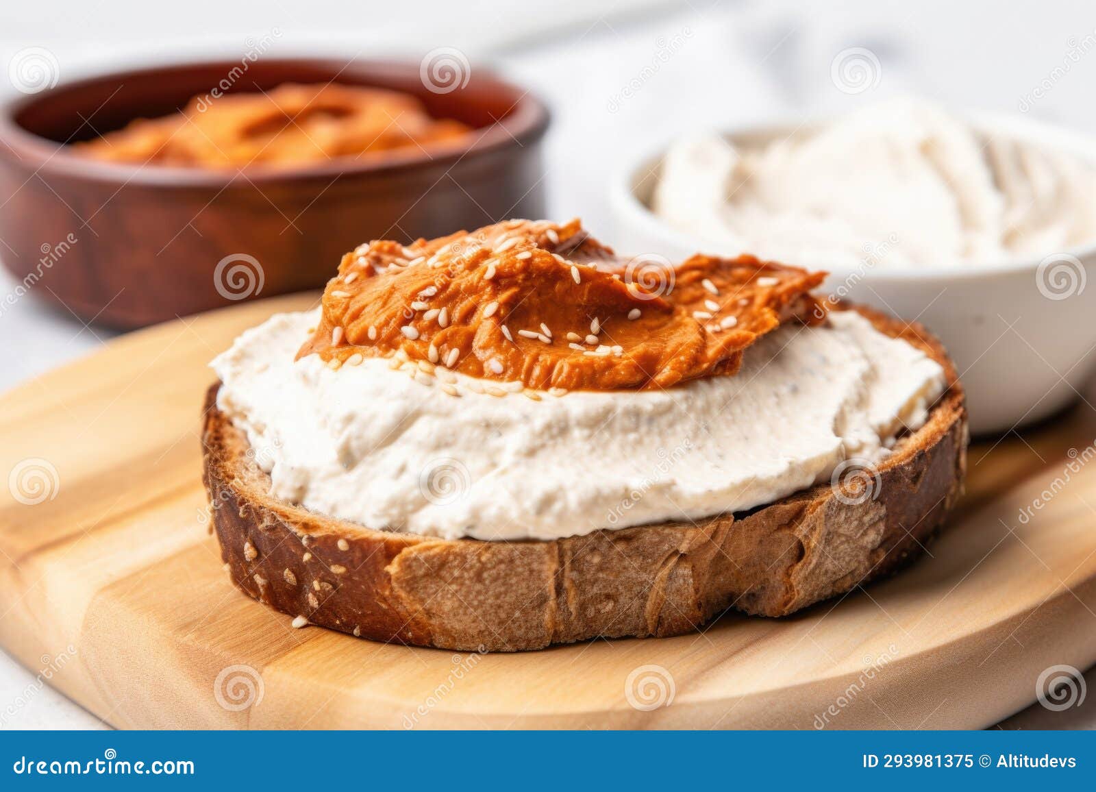 Vegan Cream Cheese Spread on a Toasted Bagel Stock Image Image of plantbased, cheese 293981375