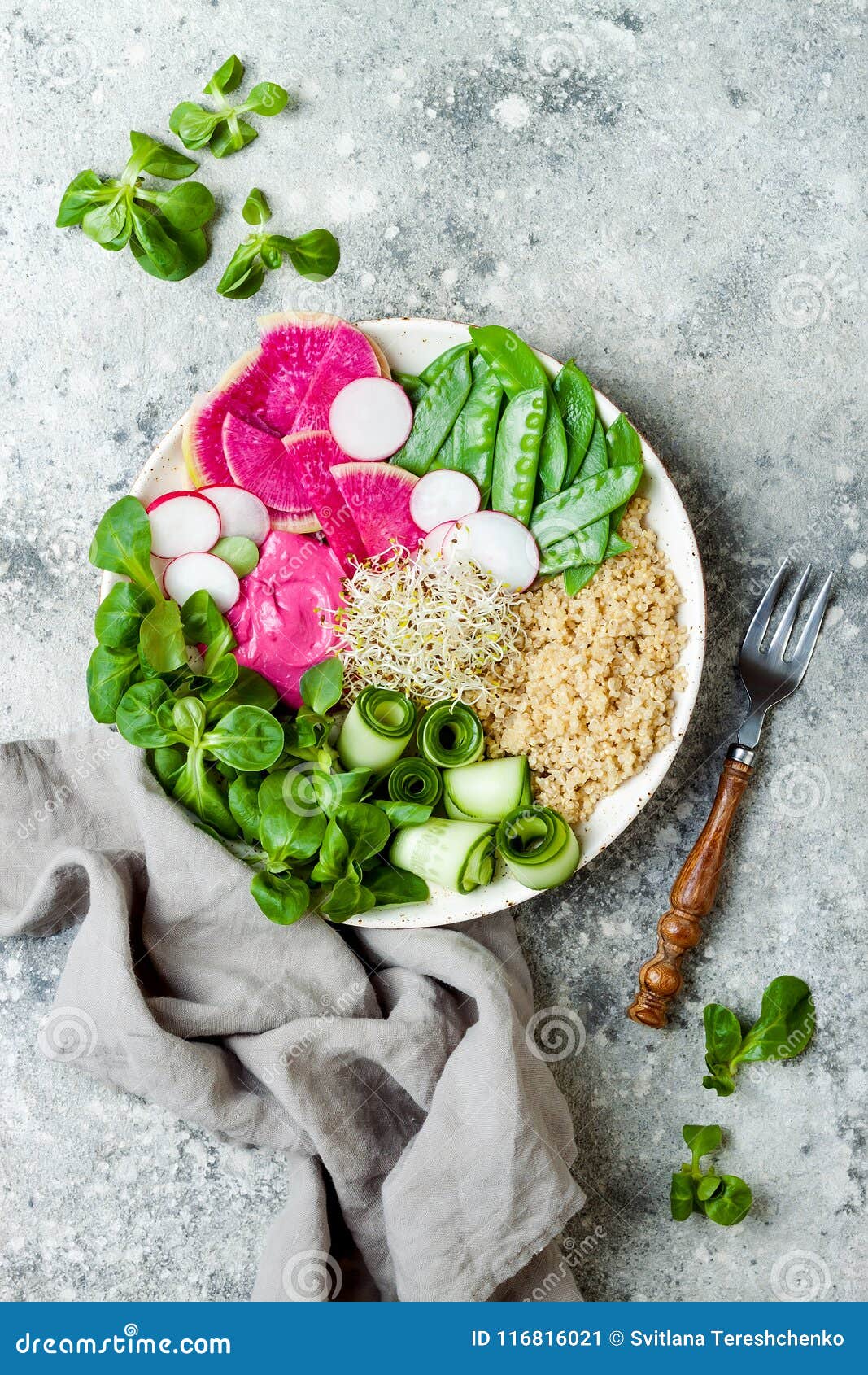 Quinoa Salad With Snap Peas Radishes and Carrots