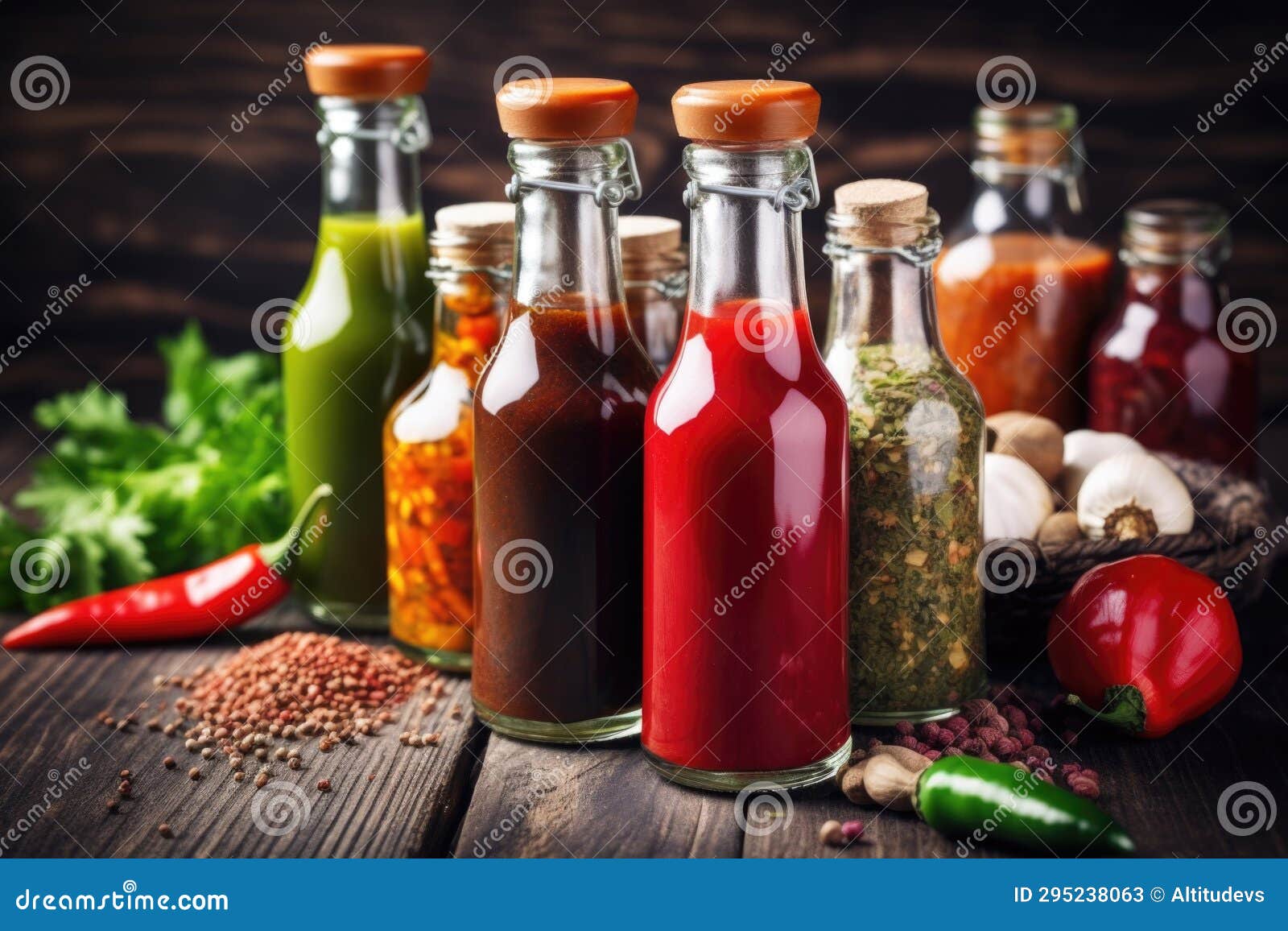 Veganfriendly Bbq Sauces in Glass Bottles Stock Image Image of
