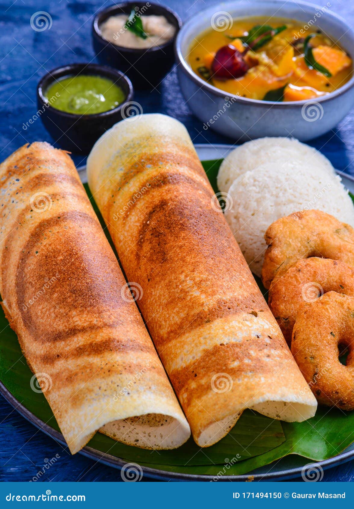 South Indian Cuisine -Dosa Platter Stock Photo - Image of dosai, idli ...