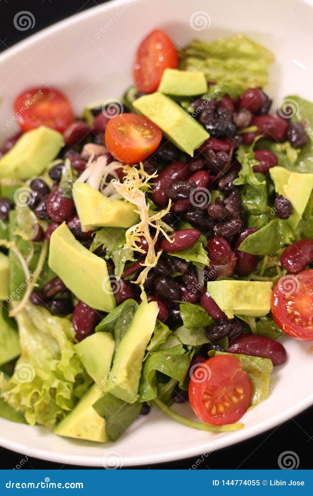 Vegan Green Salad with Avocado and Beans Stock Image Image of meal