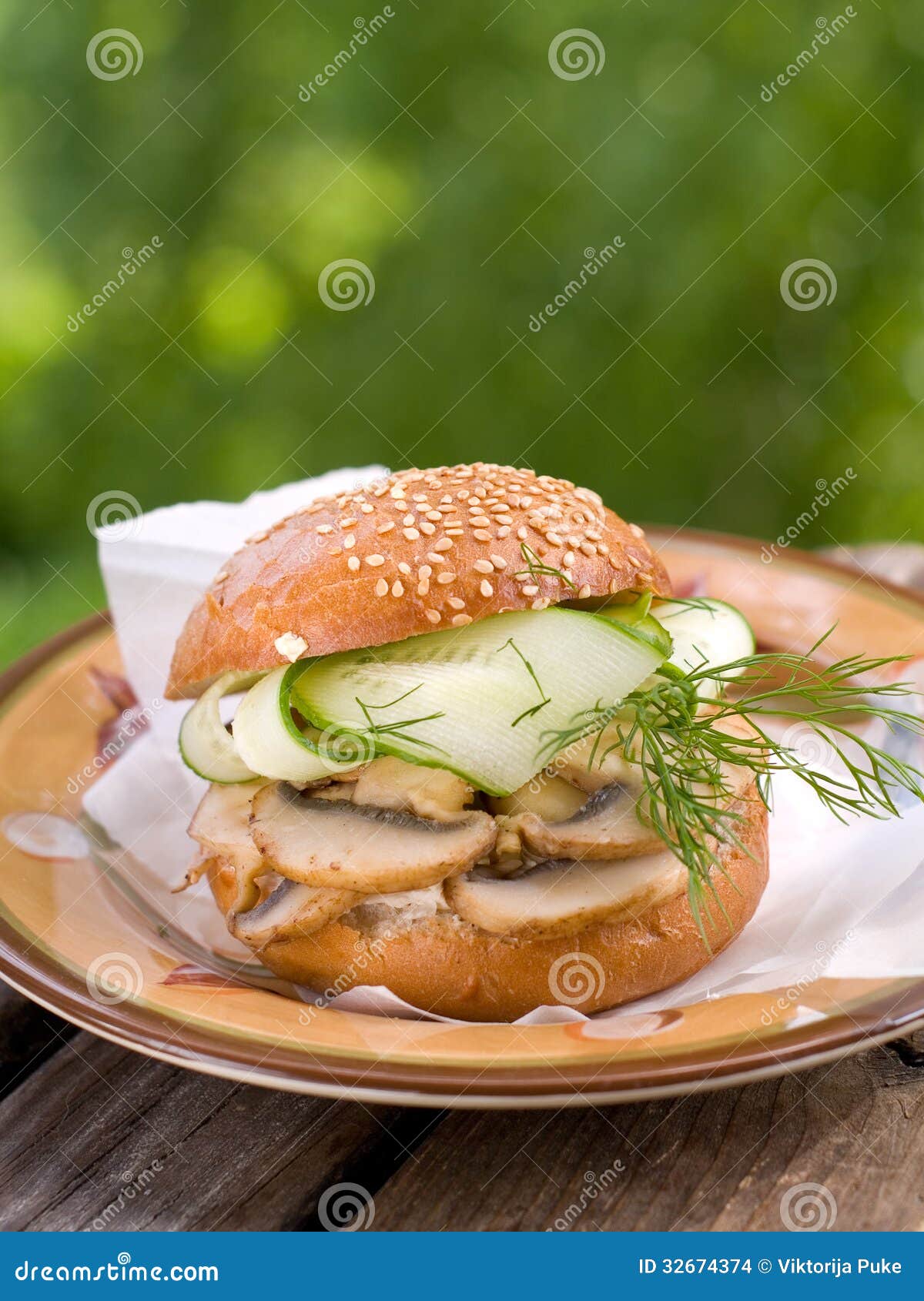Vegan hamburger stock photo. Image of mushroom, dill 32674374