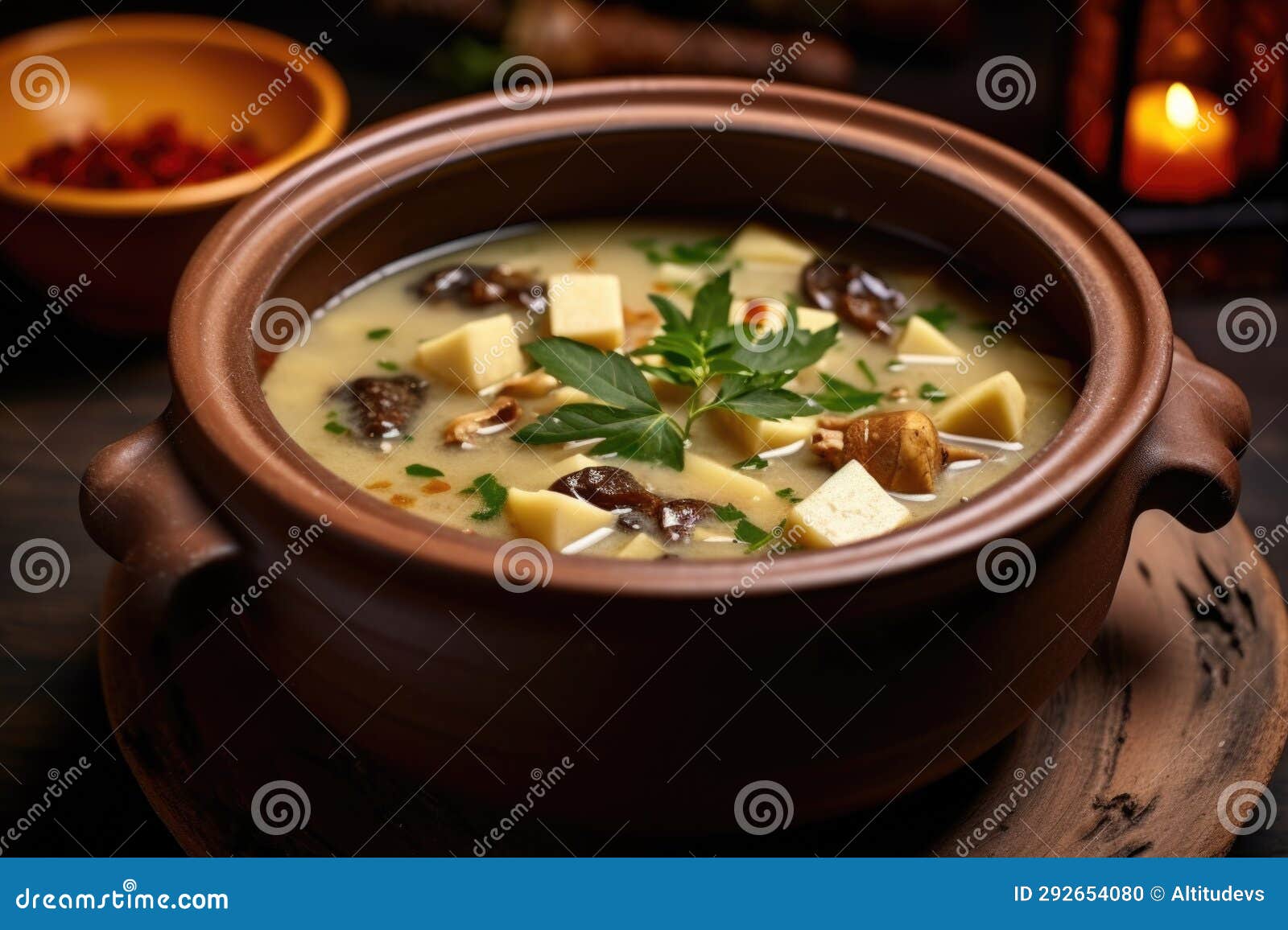 Vegan Kreplach in a Stoneware Soup Bowl Stock Photo Image of jewish, vegan 292654080