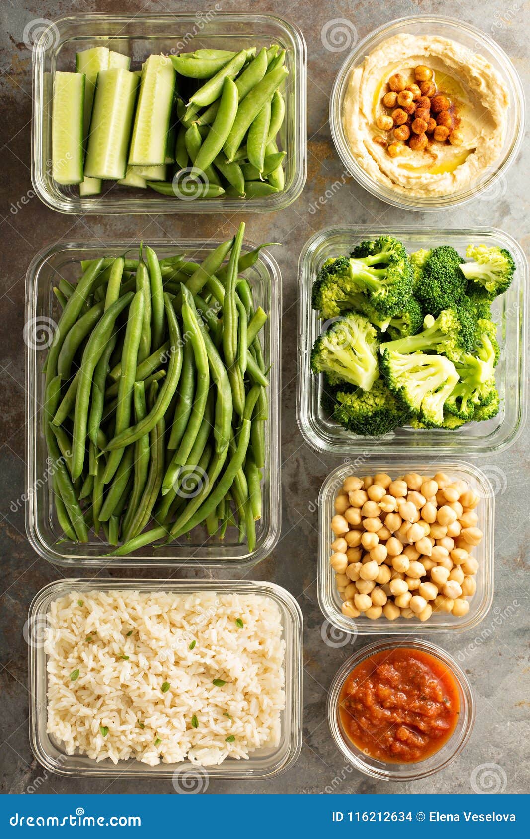 Vegan Meal Prep with Cooked Rice Stock Photo Image of cauliflower
