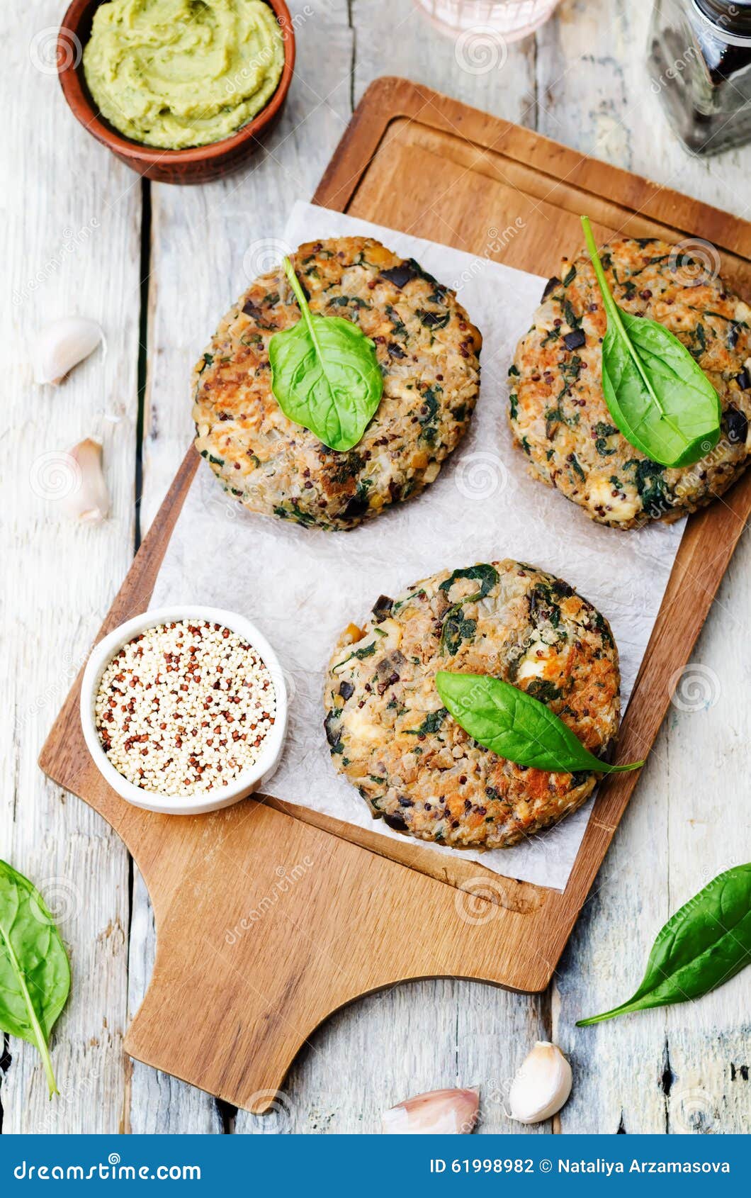 Vegan Quinoa Eggplant Spinach Chickpeas Burger Stock Photo Image of