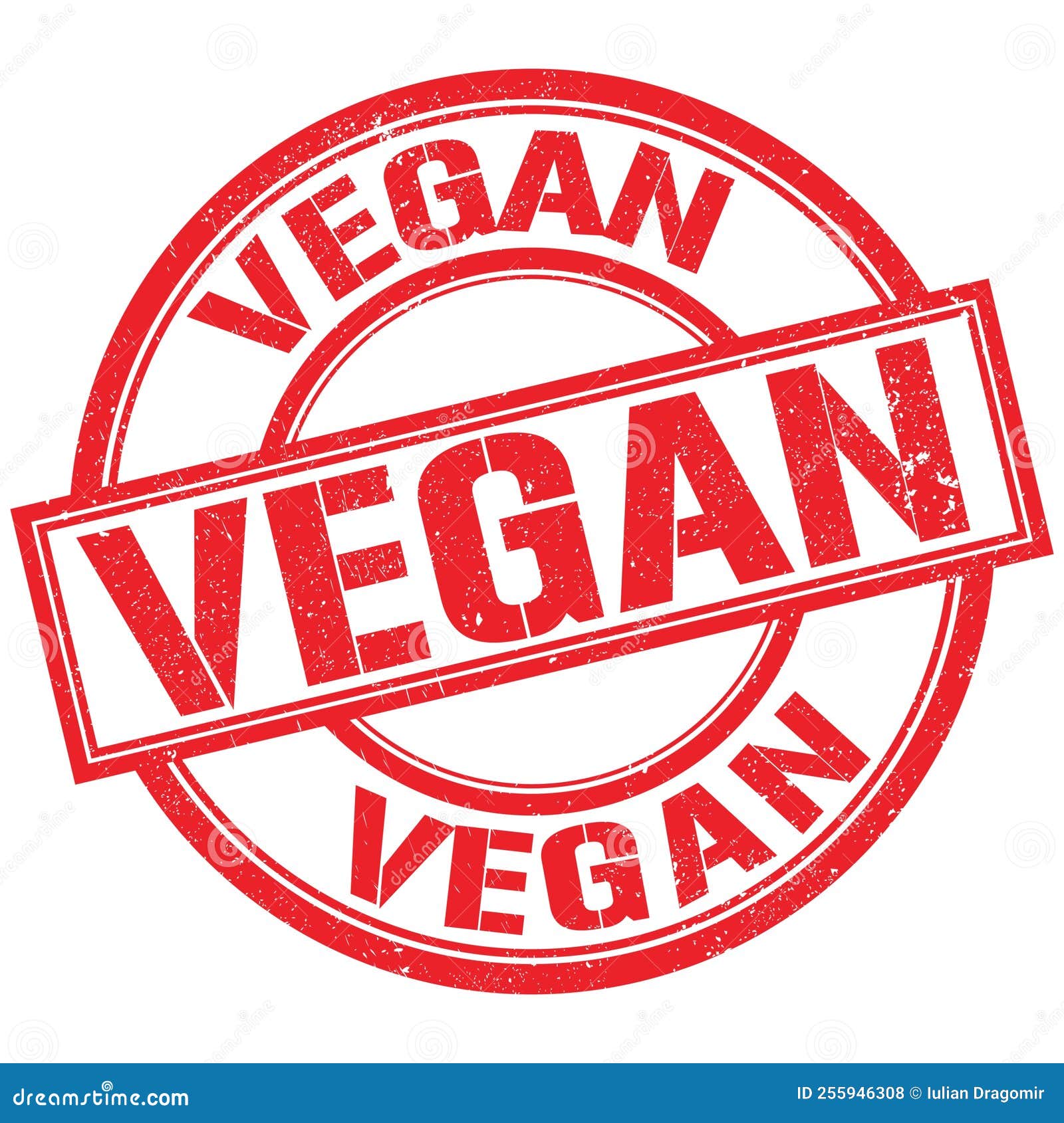 VEGAN Text Written on Red Stamp Sign Stock Illustration Illustration