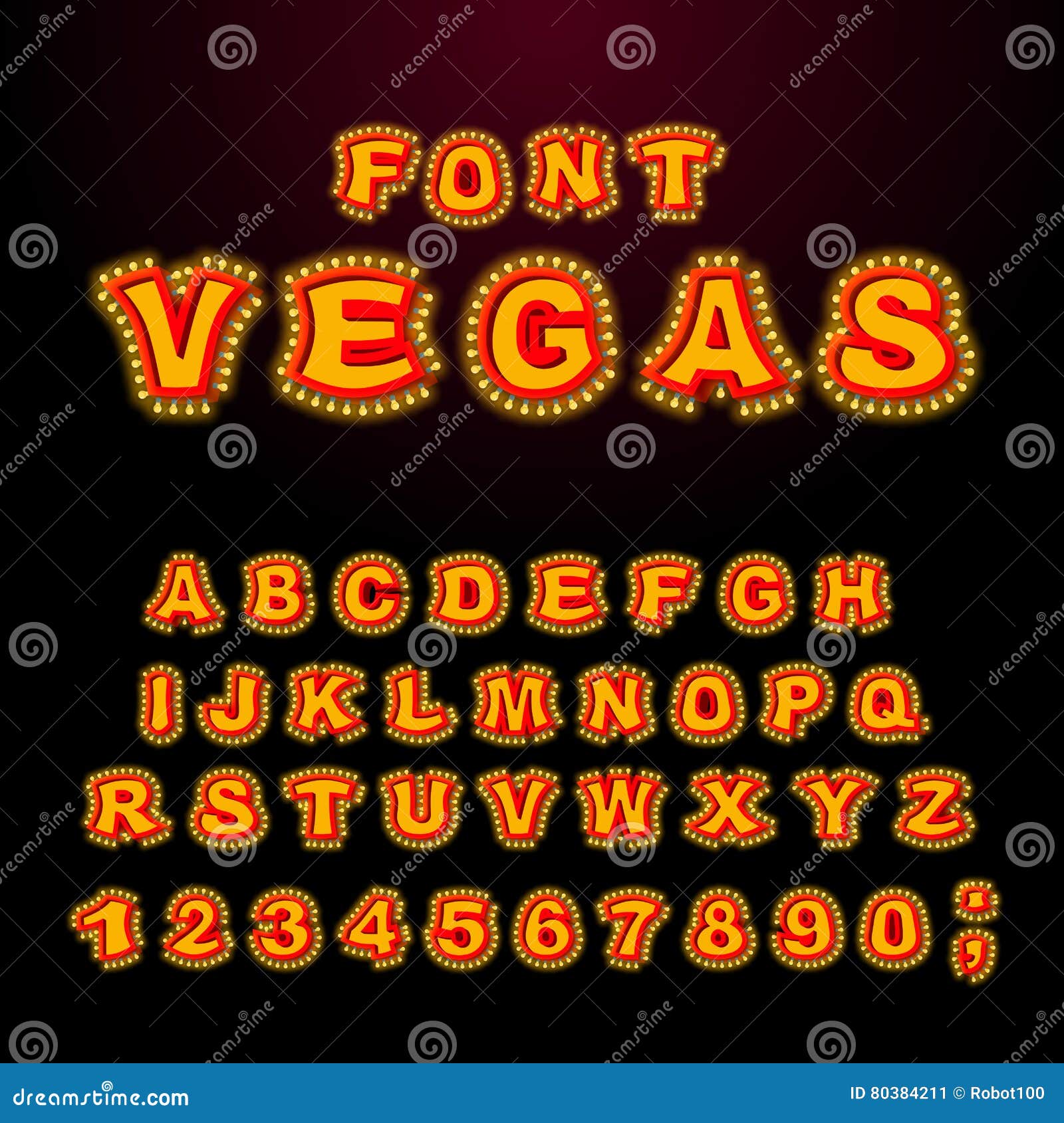 Vegas Guss Buchstaben Der Gluhenden Lampe Retro Alphabet Mit Lampen Vin Vektor Abbildung Illustration Von Guss Retro