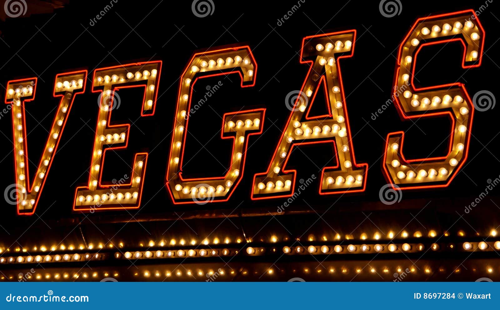 Vegas neon sign at night editorial stock image. Image of vegas 8697284