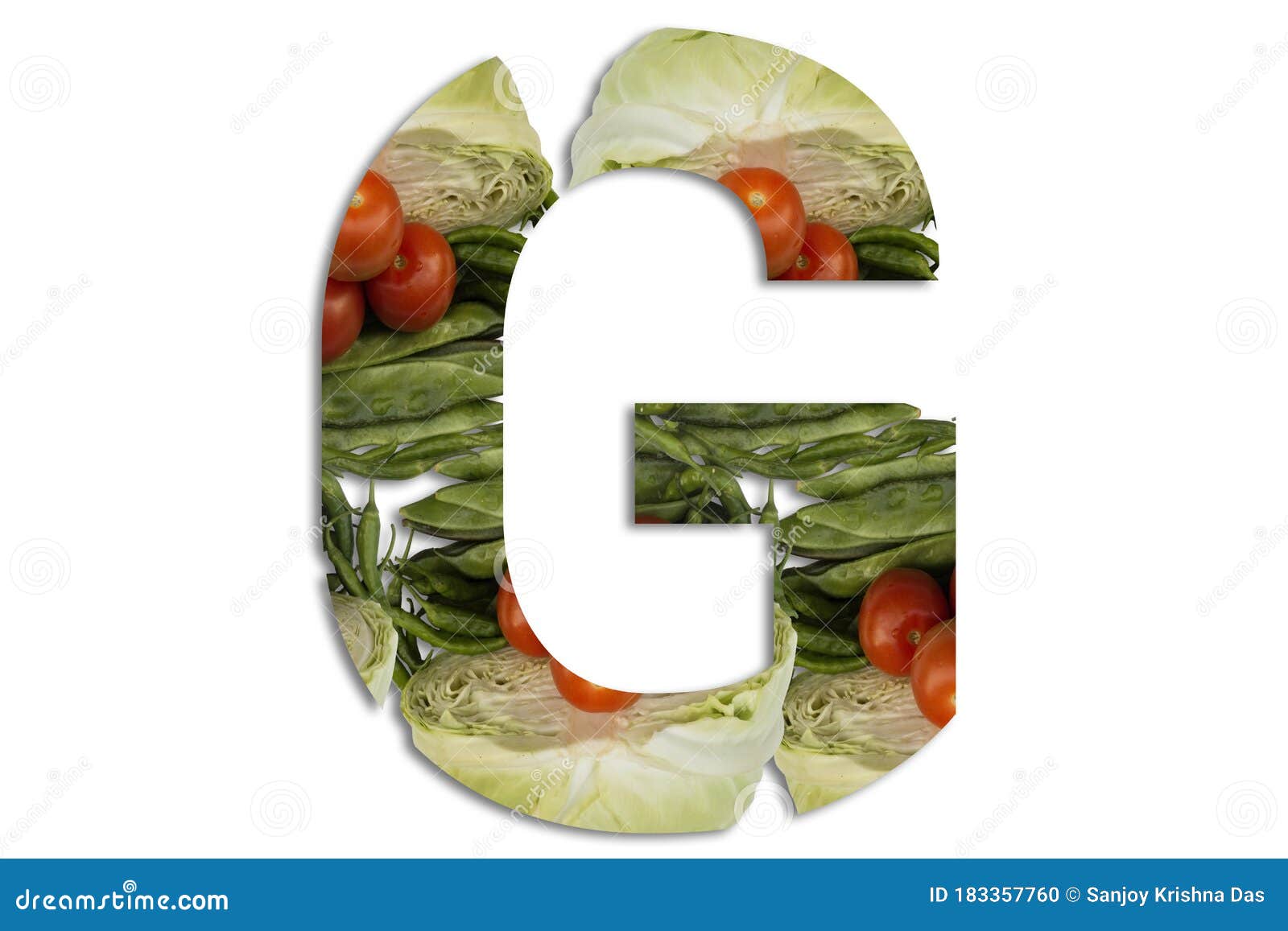 Vegetable Alphabet Letter G. Vegetable Letters Concept for Design