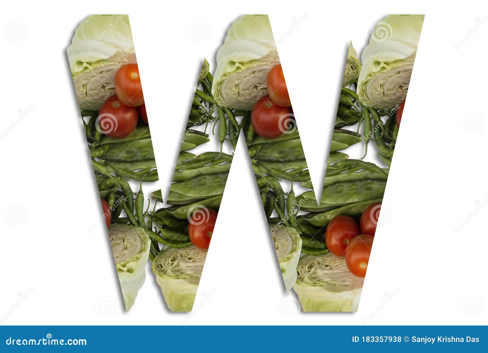 Vegetable Alphabet Letter W. Vegetable Letters Concept for Design