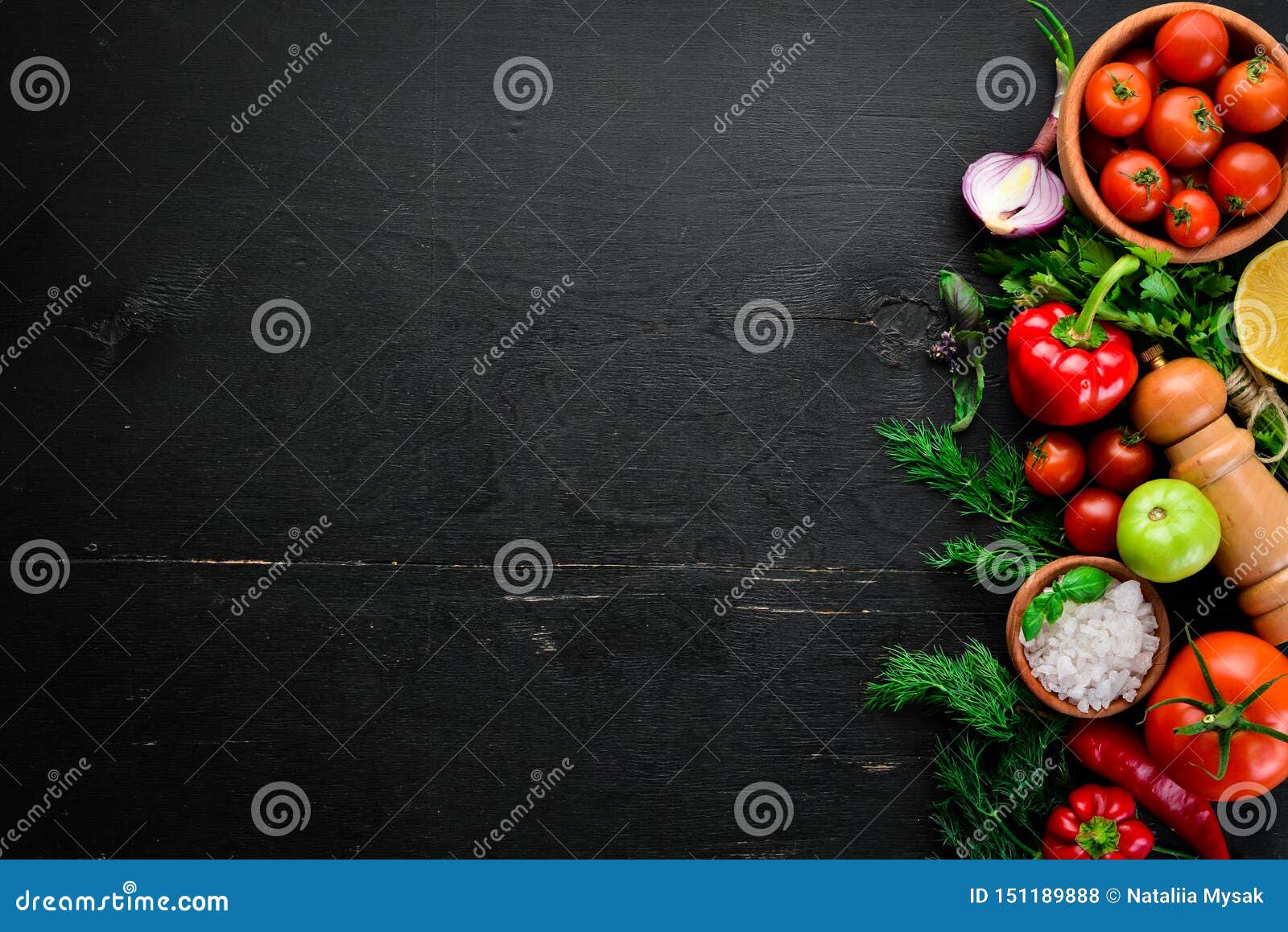 Vegetable Background. Fresh Tomatoes, Paprika, Onions and Parsley on ...