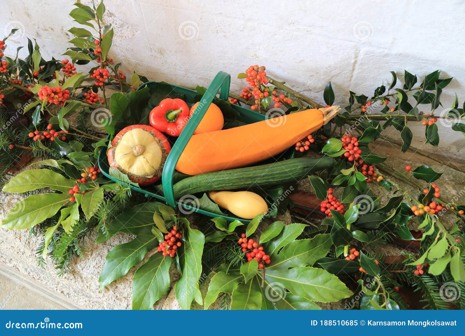 Vegetable in Basket, Autumn Harvest Decoration Stock Image Image of