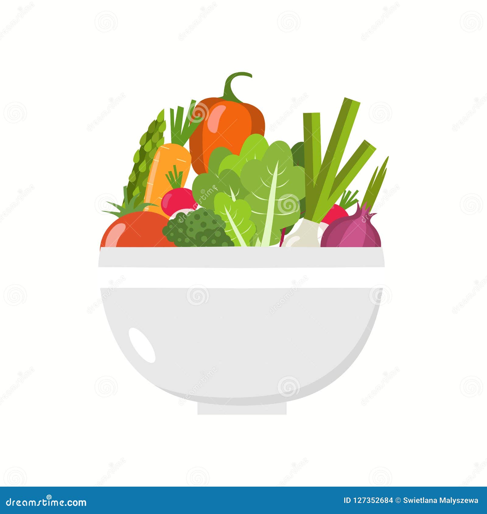 Vegetable Bowl. Flat Design. Stock Illustration Illustration of