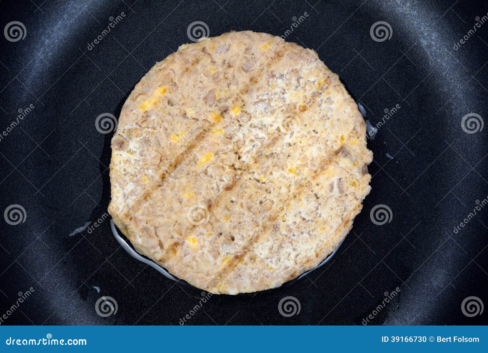 Vegetable Burger Patty Cooking in Skillet Stock Photo Image of round