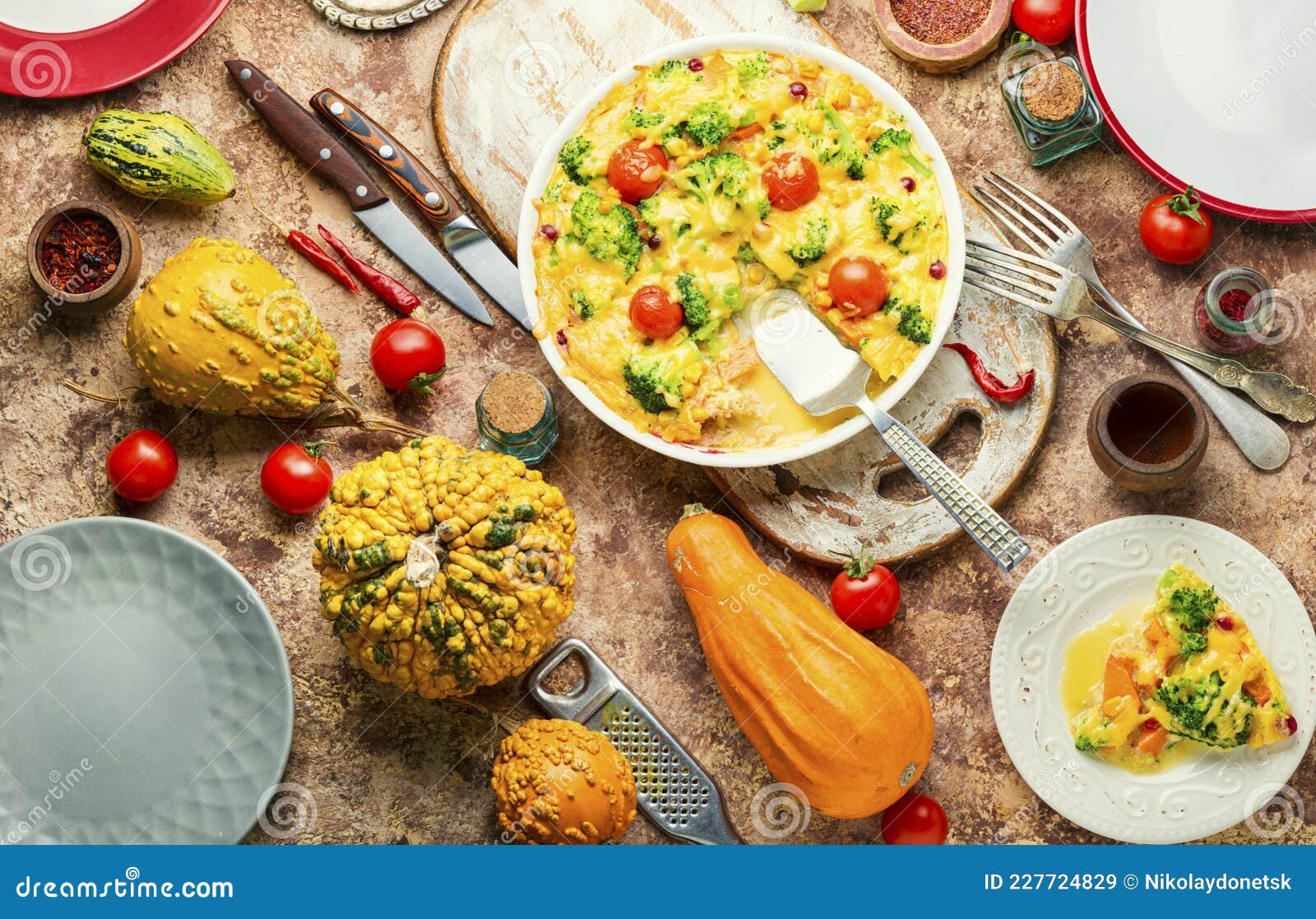 Vegetable Casserole or Broccoli Omelet Stock Image Image of broccoli, cheesy 227724829