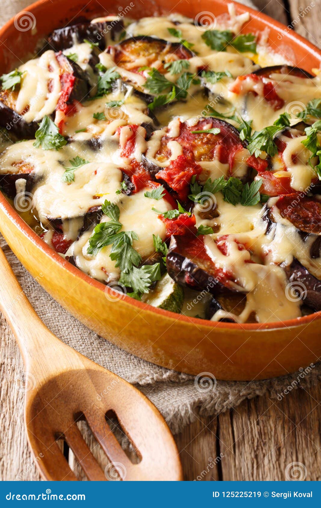 Vegetable Casserole from Eggplants with Tomatoes and Mozzarella Stock