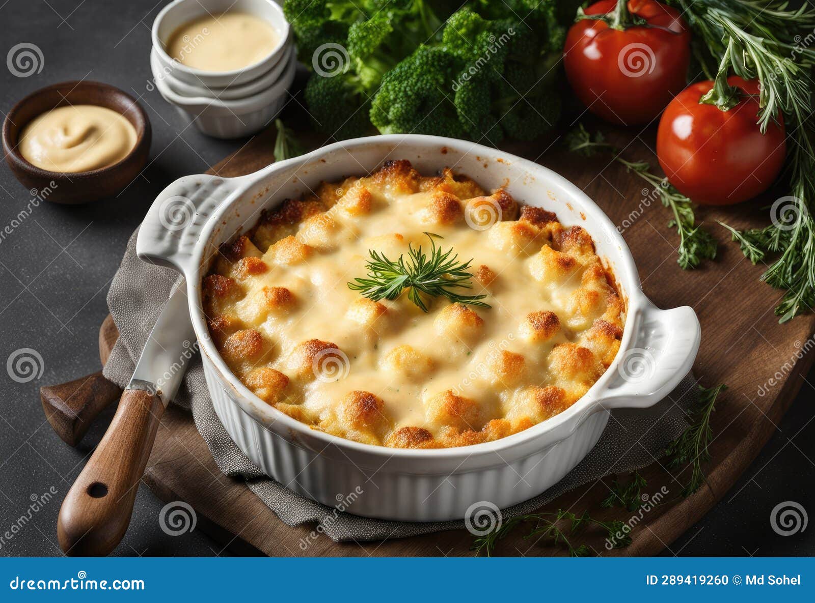 A Vegetable Gratin with a Cheese Sauce Stock Illustration