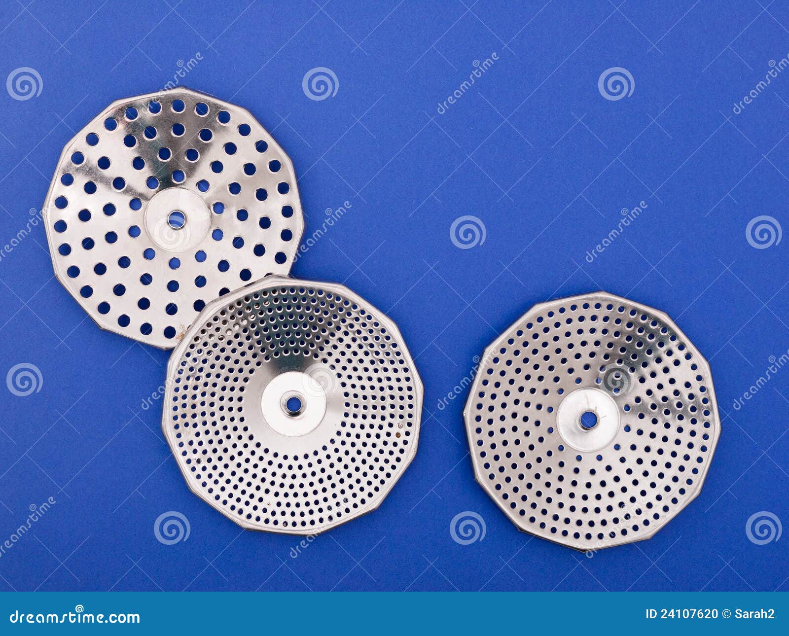 Vegetable Mouli Food Mill Discs Over Blue Stock Photo Image of
