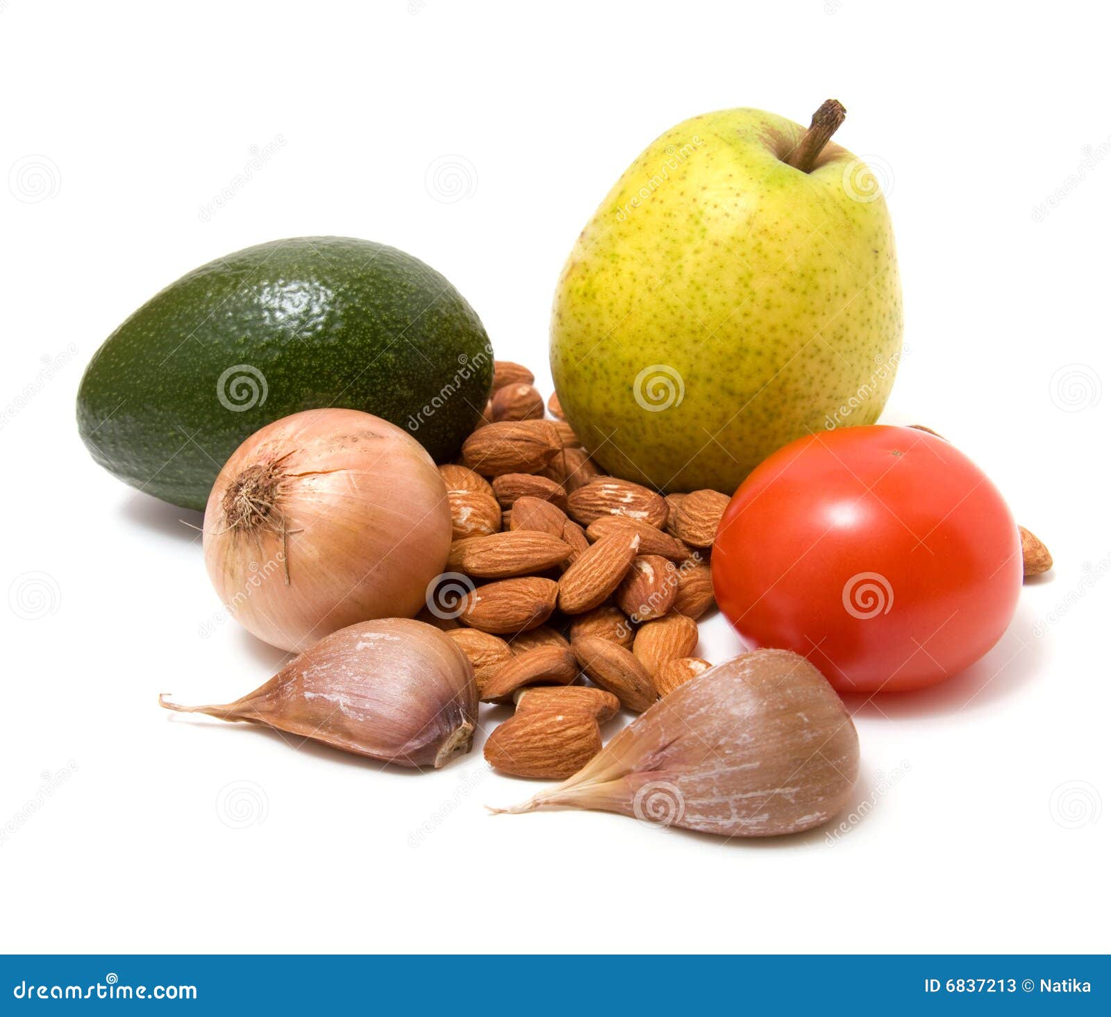 Vegetable, Nuts and Fruit Isolated on White Stock Image Image of pear