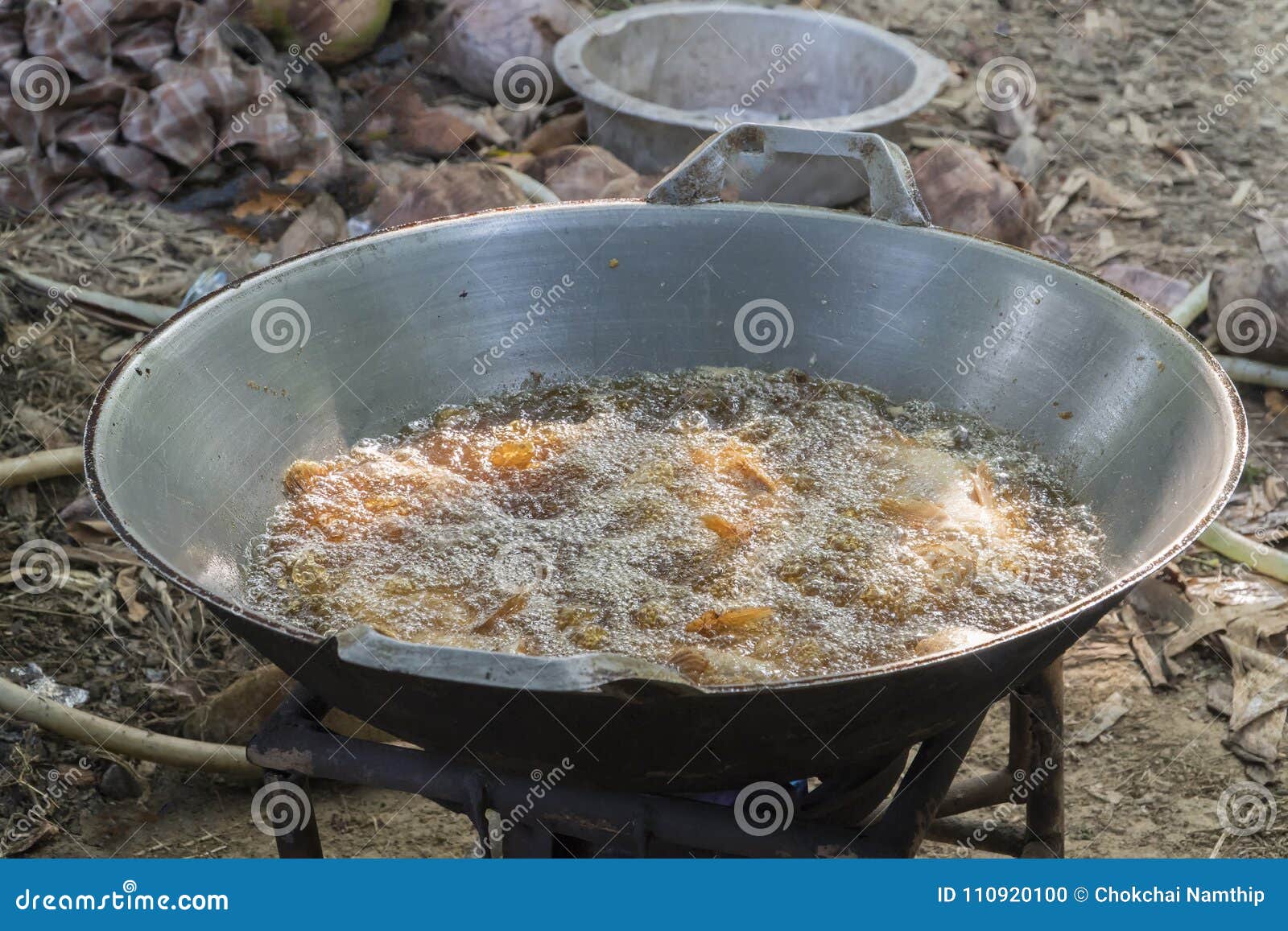 Vegetable Oil is Boiling in a Steel Pan. Stock Photo Image of metal, black 110920100