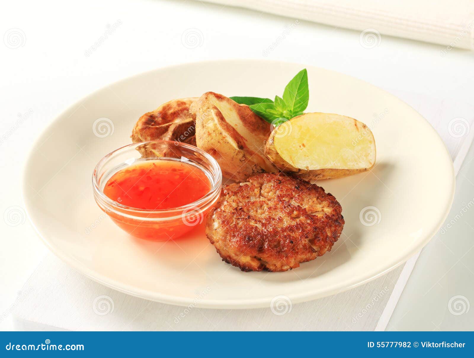 Vegetable Patty with Potatoes and Spicy Dip Stock Photo Image of