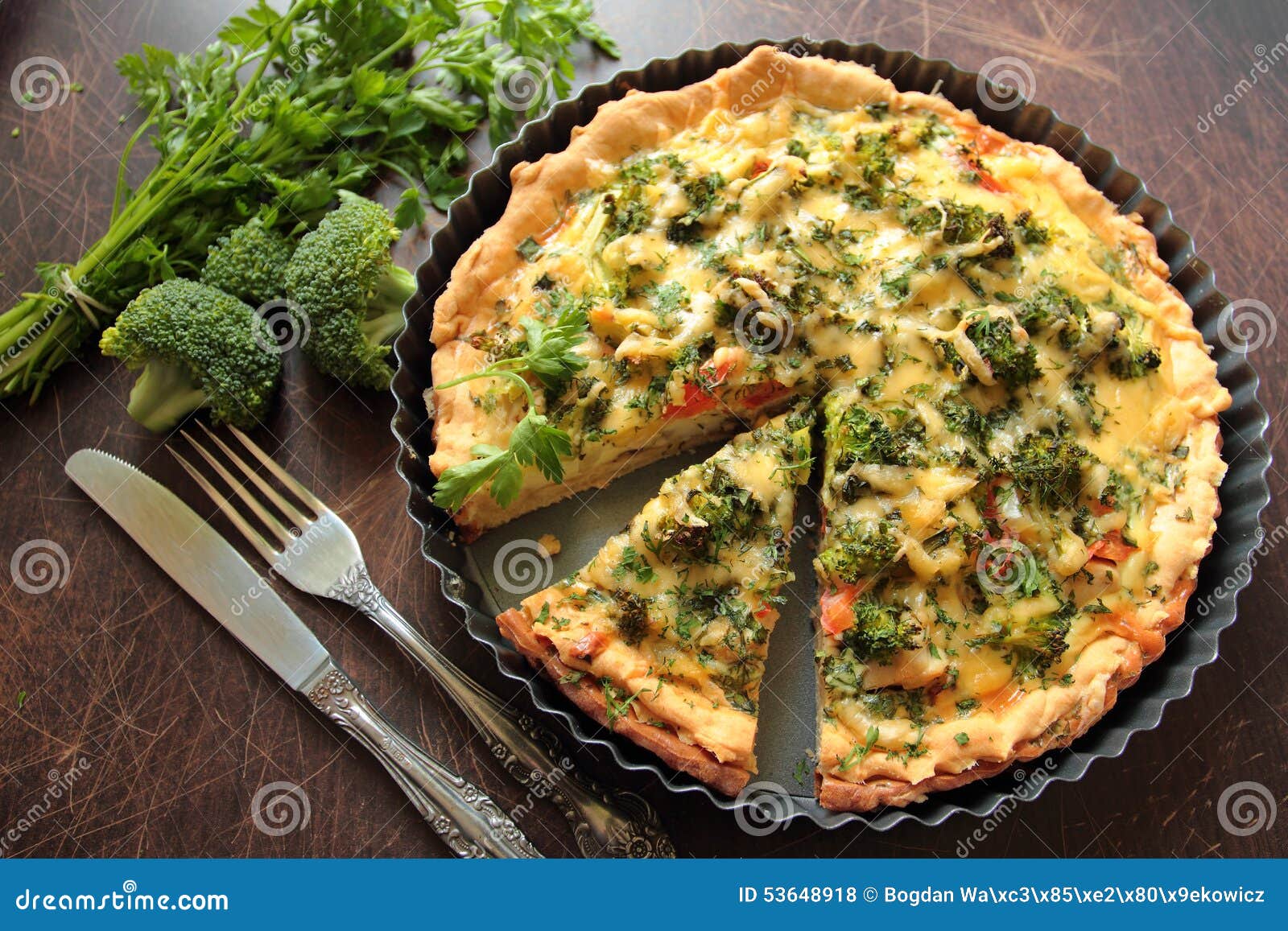 Vegetable Pie with Broccoli Stock Photo - Image of background, closeup ...