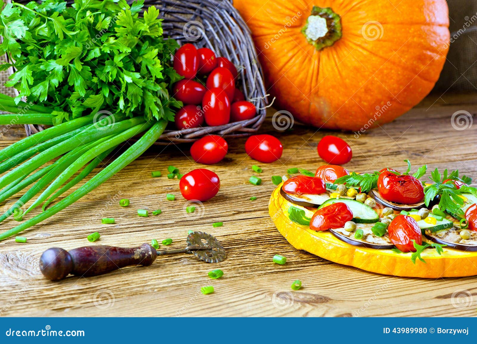 Vegetable pizza stock photo. Image of green, vegetables 43989980