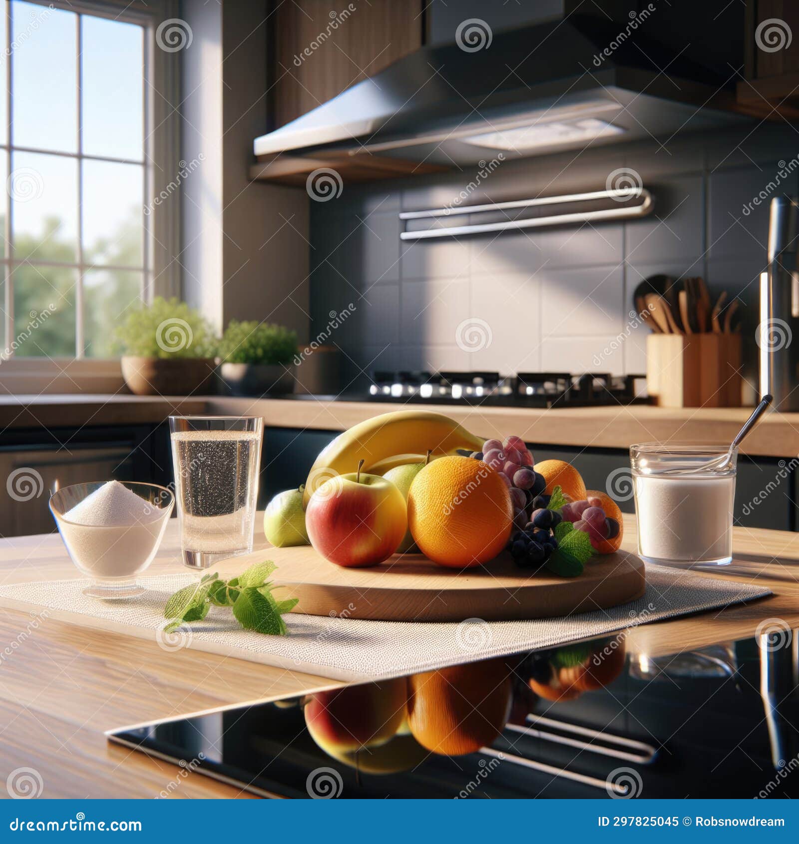 Vegetable Preparation on a Kitchen Work Surface Chopping Board, with Ingredients Stock