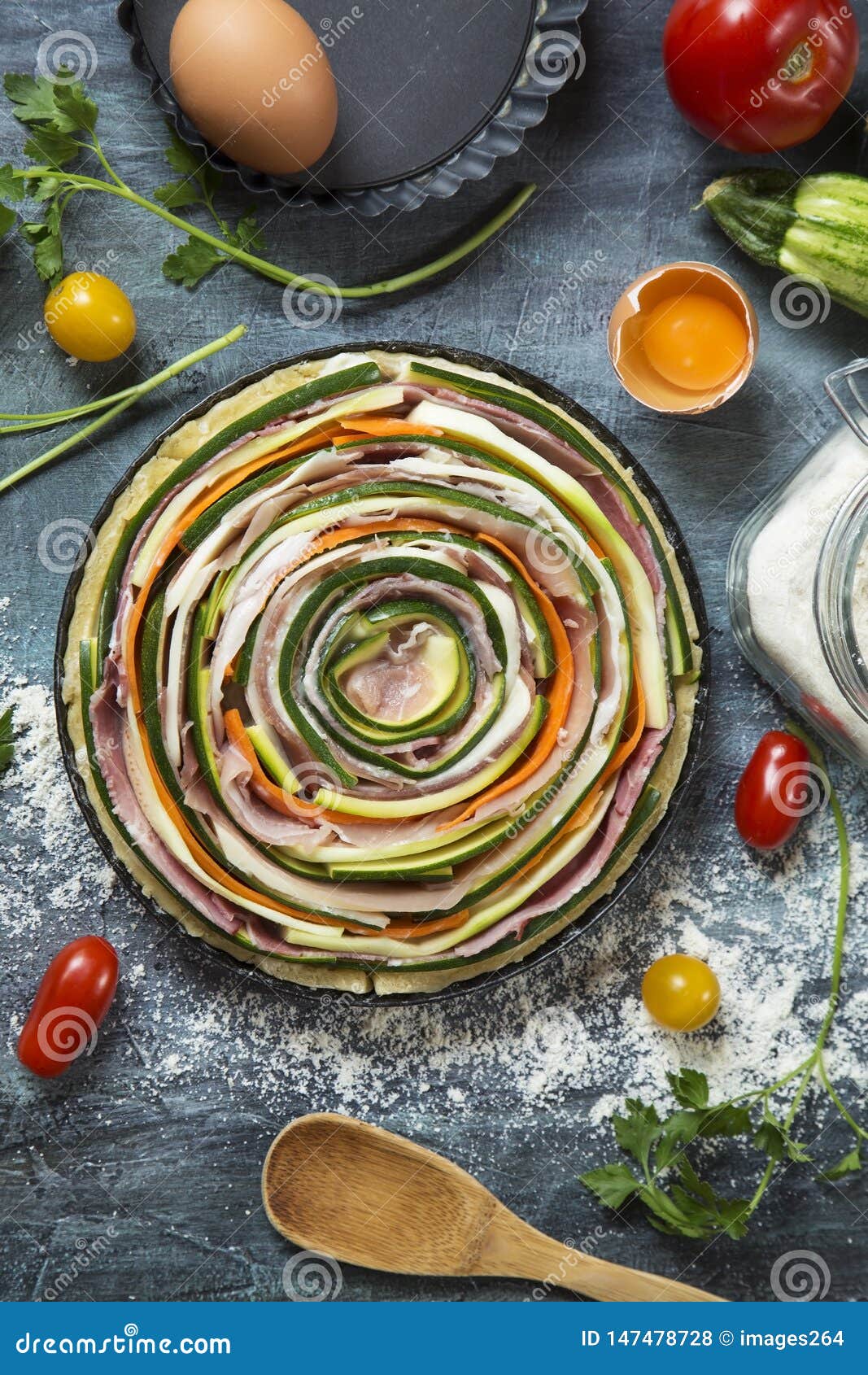 Vegetable and Prosciutto Pie Stock Photo Image of onion, prosciutto