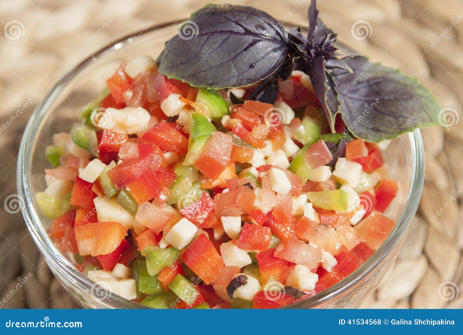 Vegetable Salad with Bell Pepper, Tomatoes, Stock Photo Image of garlic, bell 41534568