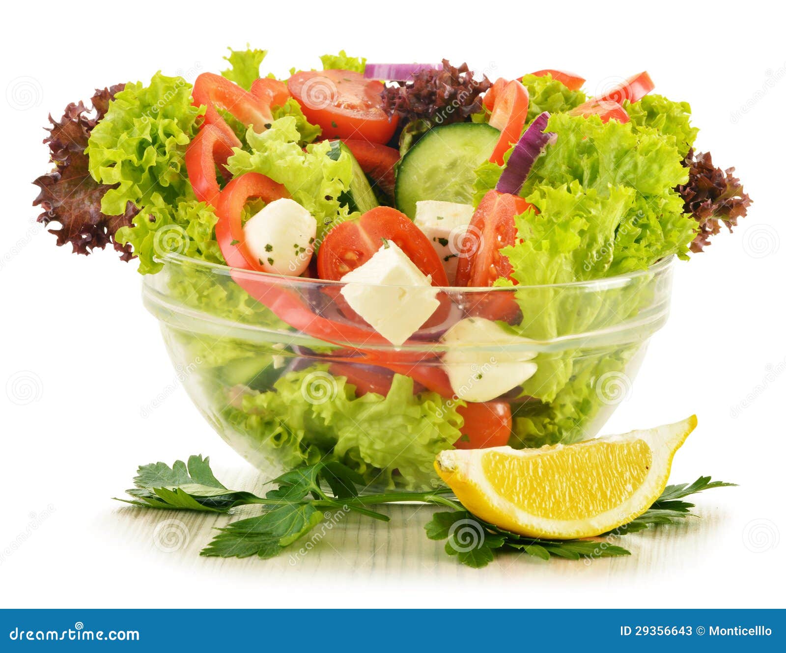 Vegetable Salad Bowl on White Stock Image Image of citrus, basil
