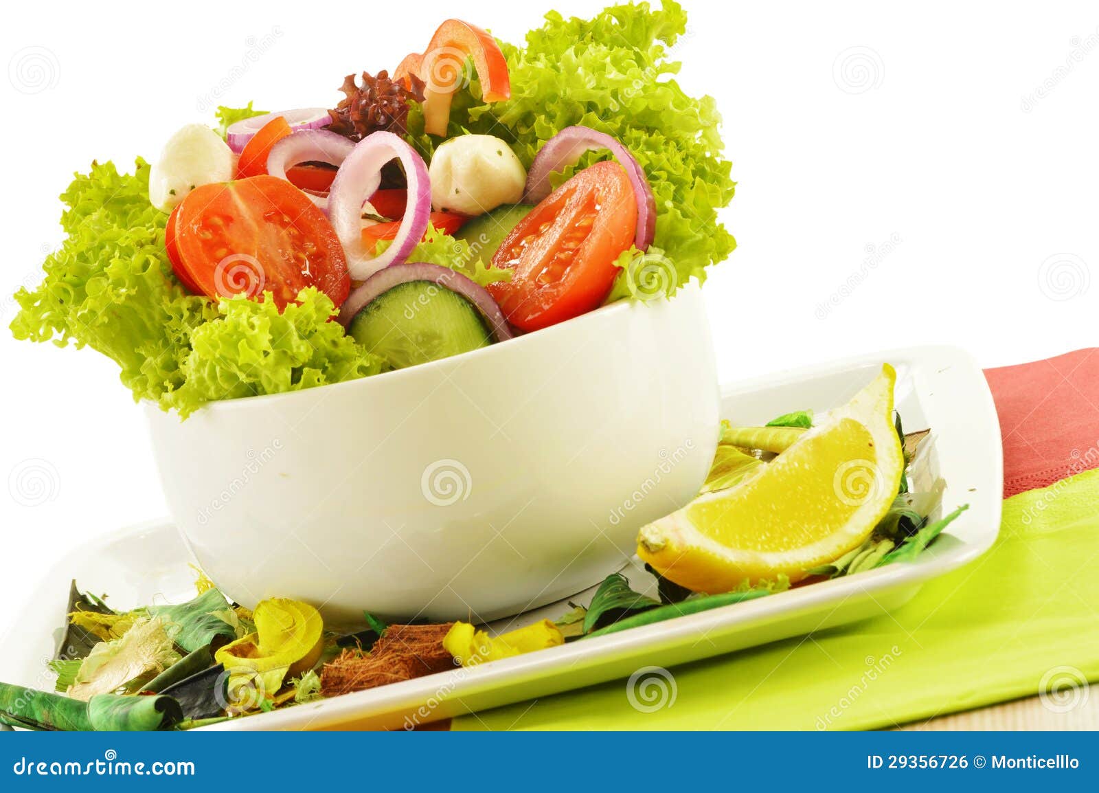 Vegetable Salad Bowl on White Stock Photo - Image of mozzarella ...
