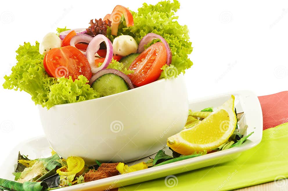 Vegetable Salad Bowl on White Stock Photo Image of mozzarella